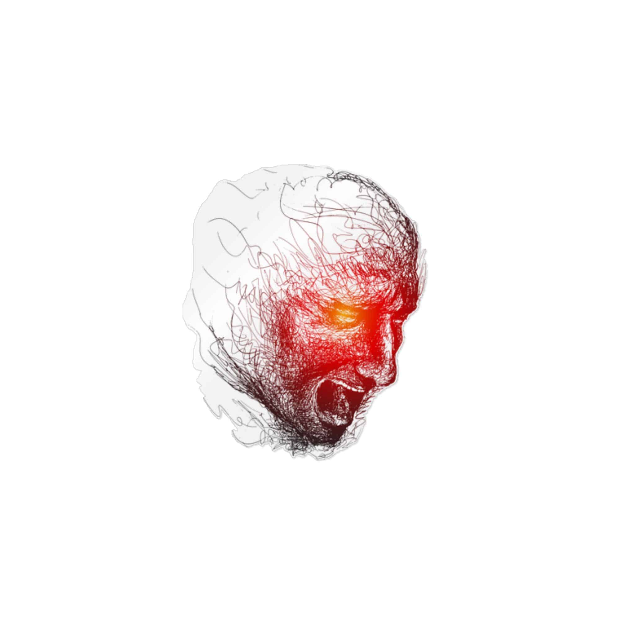 Man S Face Dissolving Into Pen Lines Sketch Illustration Die Cut Stickers Dtf