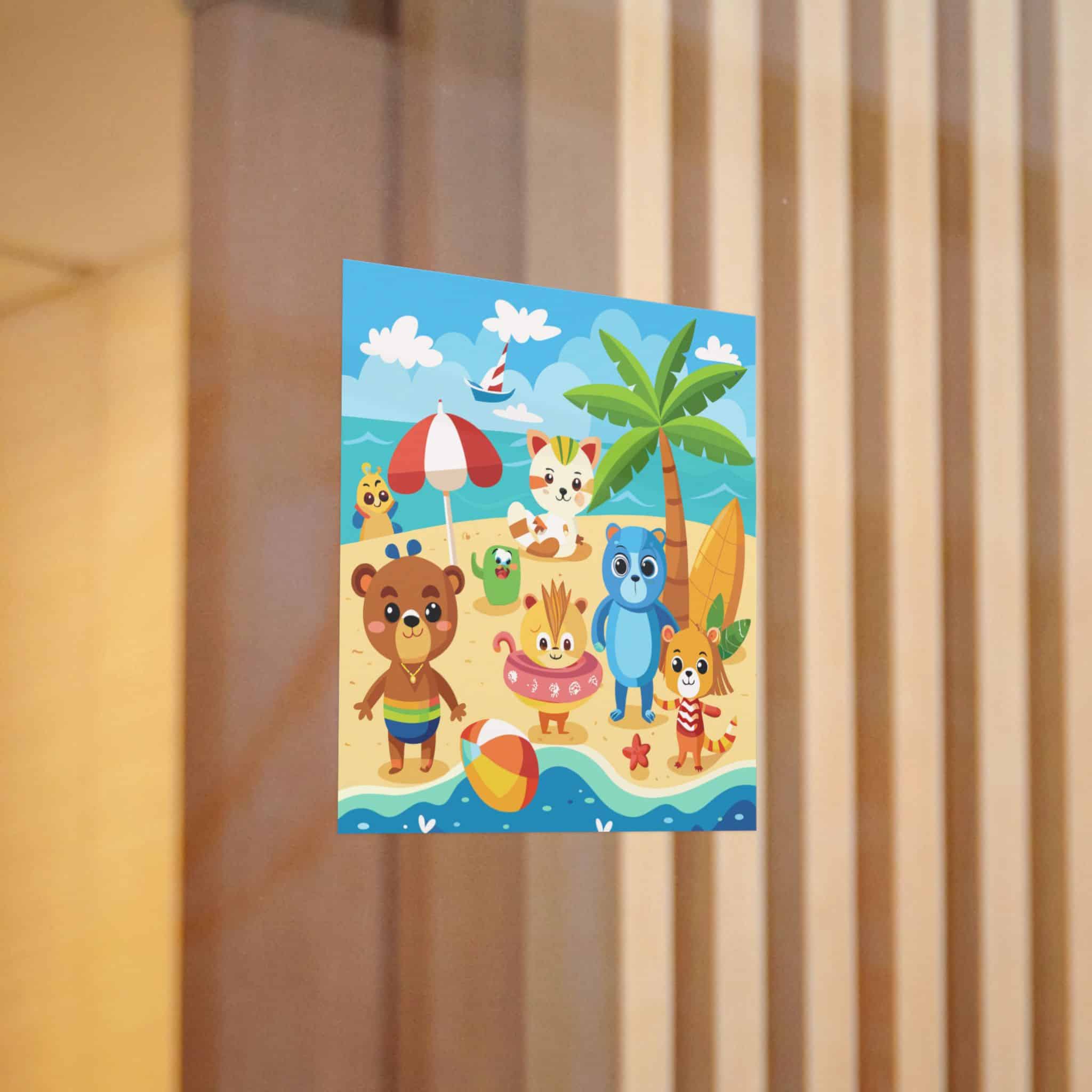 Adorable Beach Animals Enjoying Summer Fun Cute Cartoon (6) Die Cut Stickers Dtf - Image 6