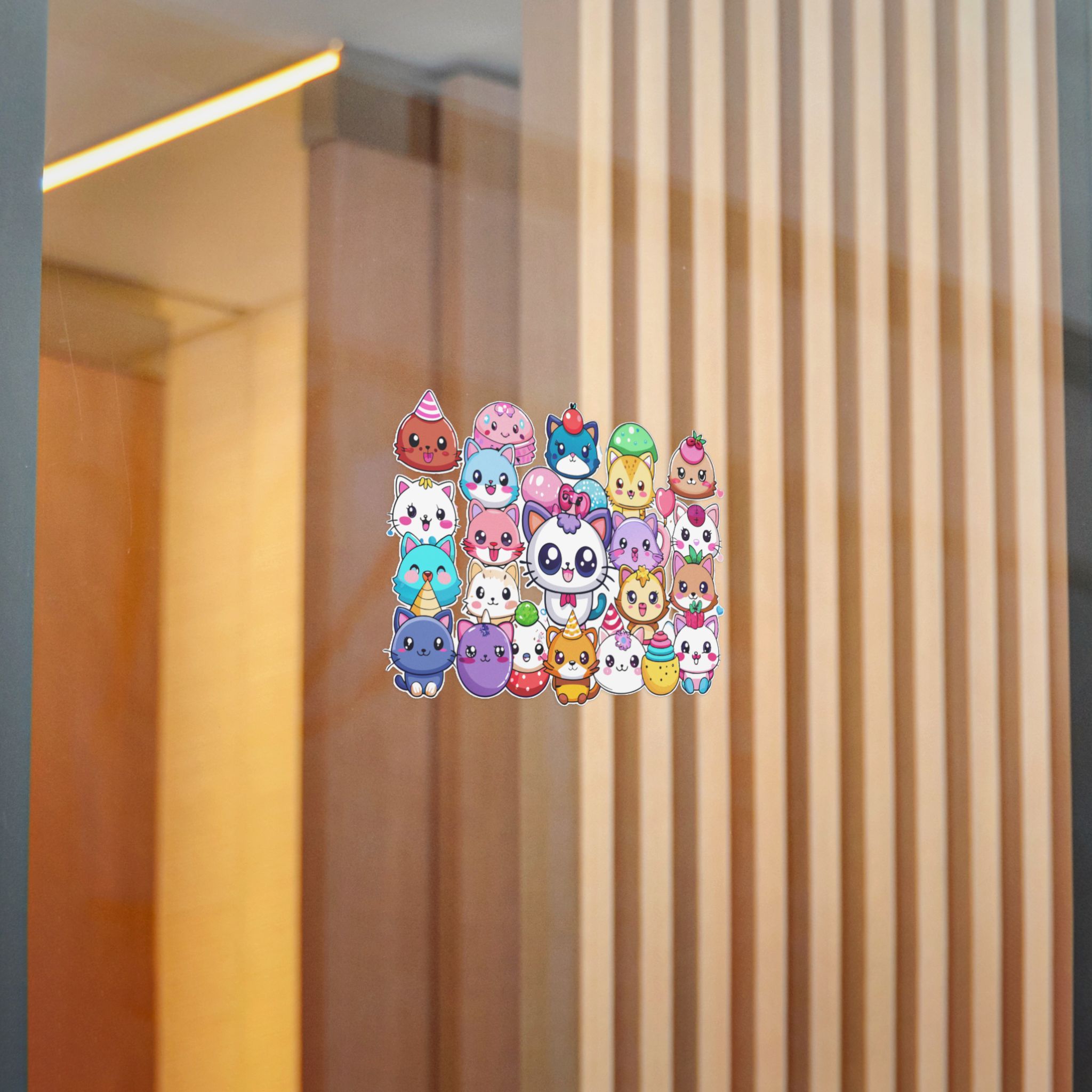 Cute Cartoon Animals With Big Eyes and Smiling Faces Surrounded By Hearts Stars and Balloons Die Cut Stickers Dtf - Image 16