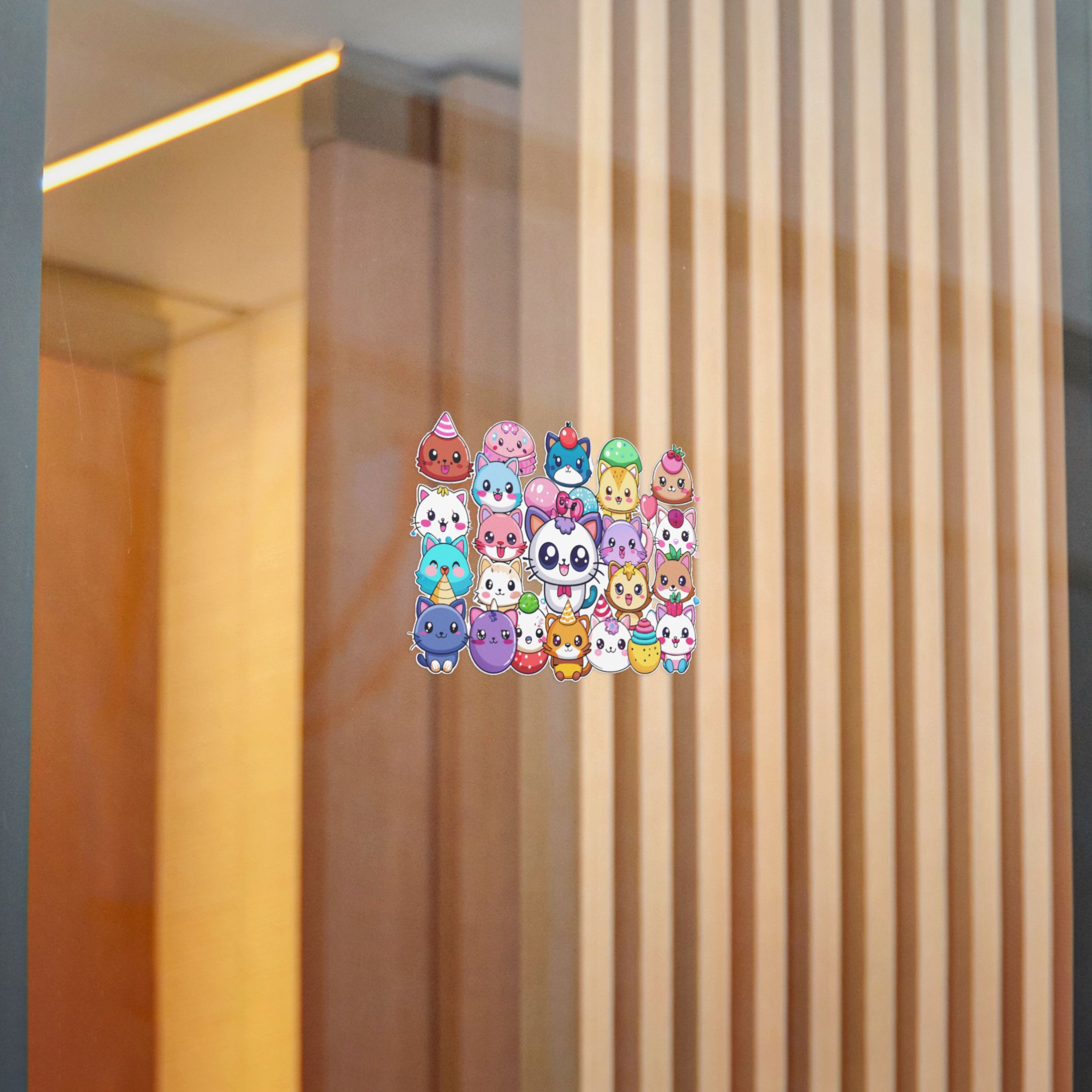 Cute Cartoon Animals With Big Eyes and Smiling Faces Surrounded By Hearts Stars and Balloons Die Cut Stickers Dtf - Image 14