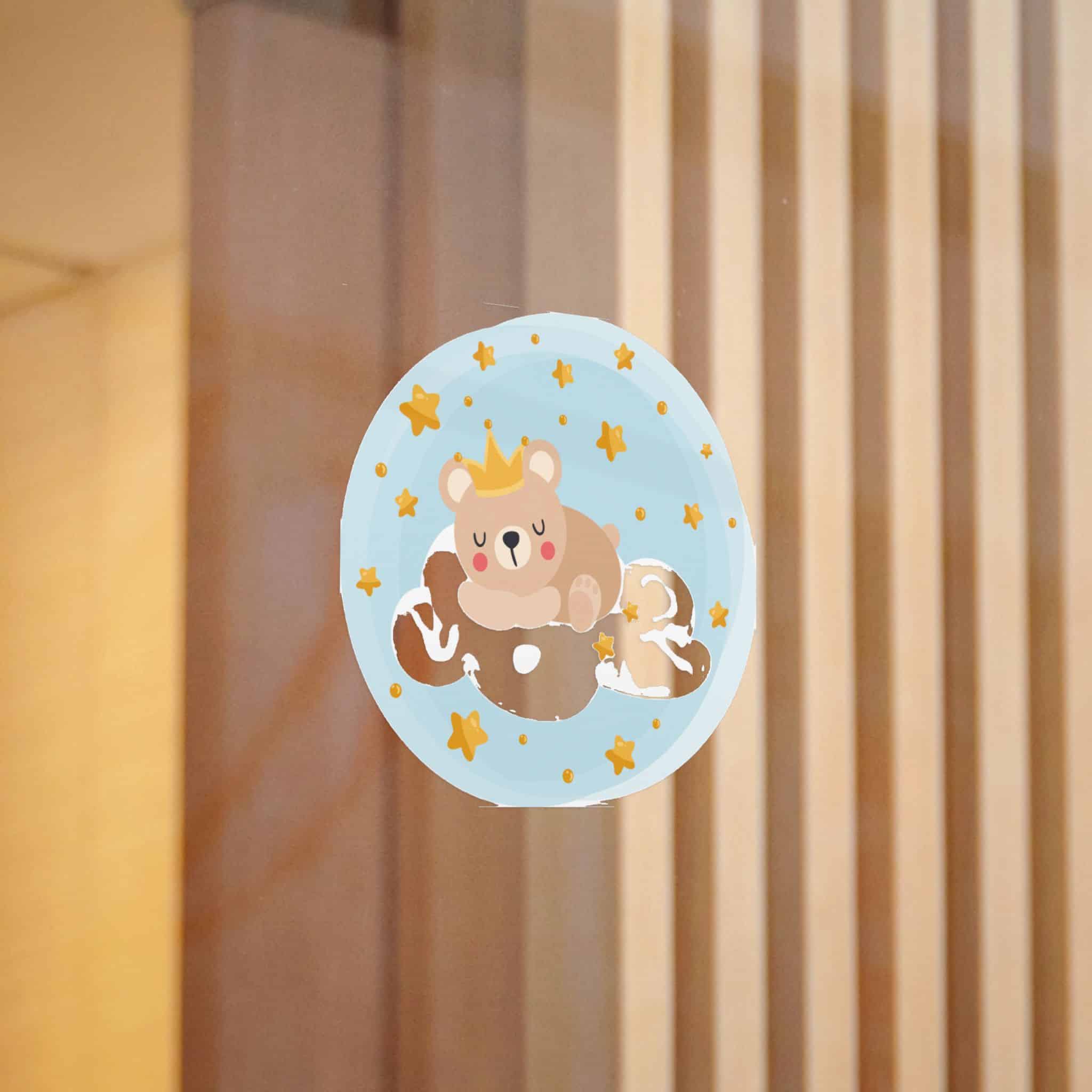 Round Illustration Sweet Dreams With Teddy Bear Prince Sleeping On Cloud Die Cut Stickers Dtf - Image 6