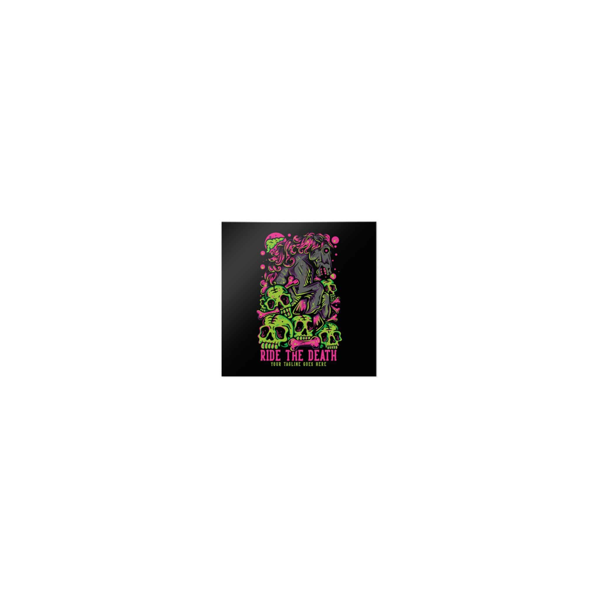 T Shirt Design Ride Death With Muscular Horse Skulls With Black Background Vintage Die Cut Stickers Dtf - Image 7