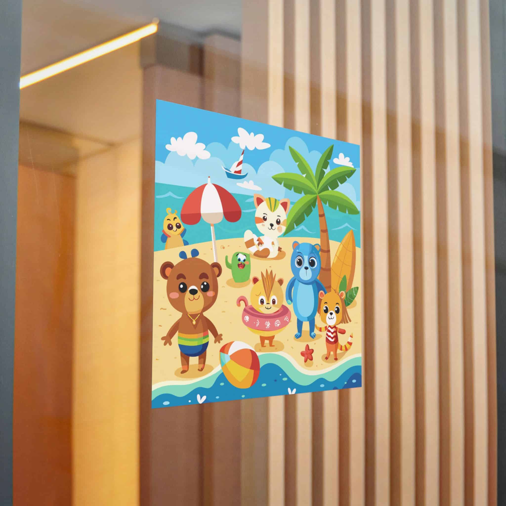 Adorable Beach Animals Enjoying Summer Fun Cute Cartoon (6) Die Cut Stickers Dtf - Image 22