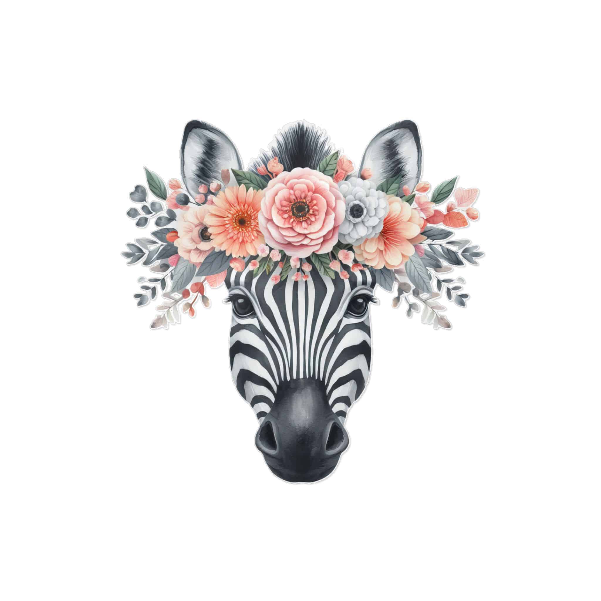 Zebra With Floral Crown Die Cut Stickers Dtf - Image 5