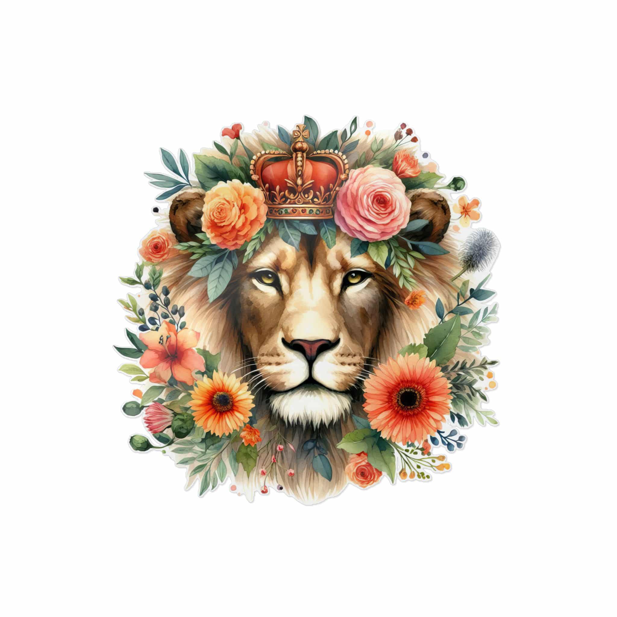 Lion With Floral Crown Die Cut Stickers Dtf - Image 13