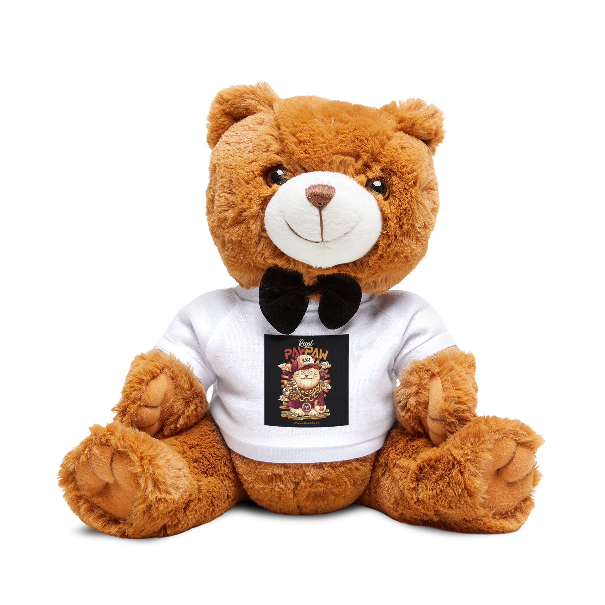 Maneki Neko Hiphop With Text Illustration Teddy Bear With T Shirt