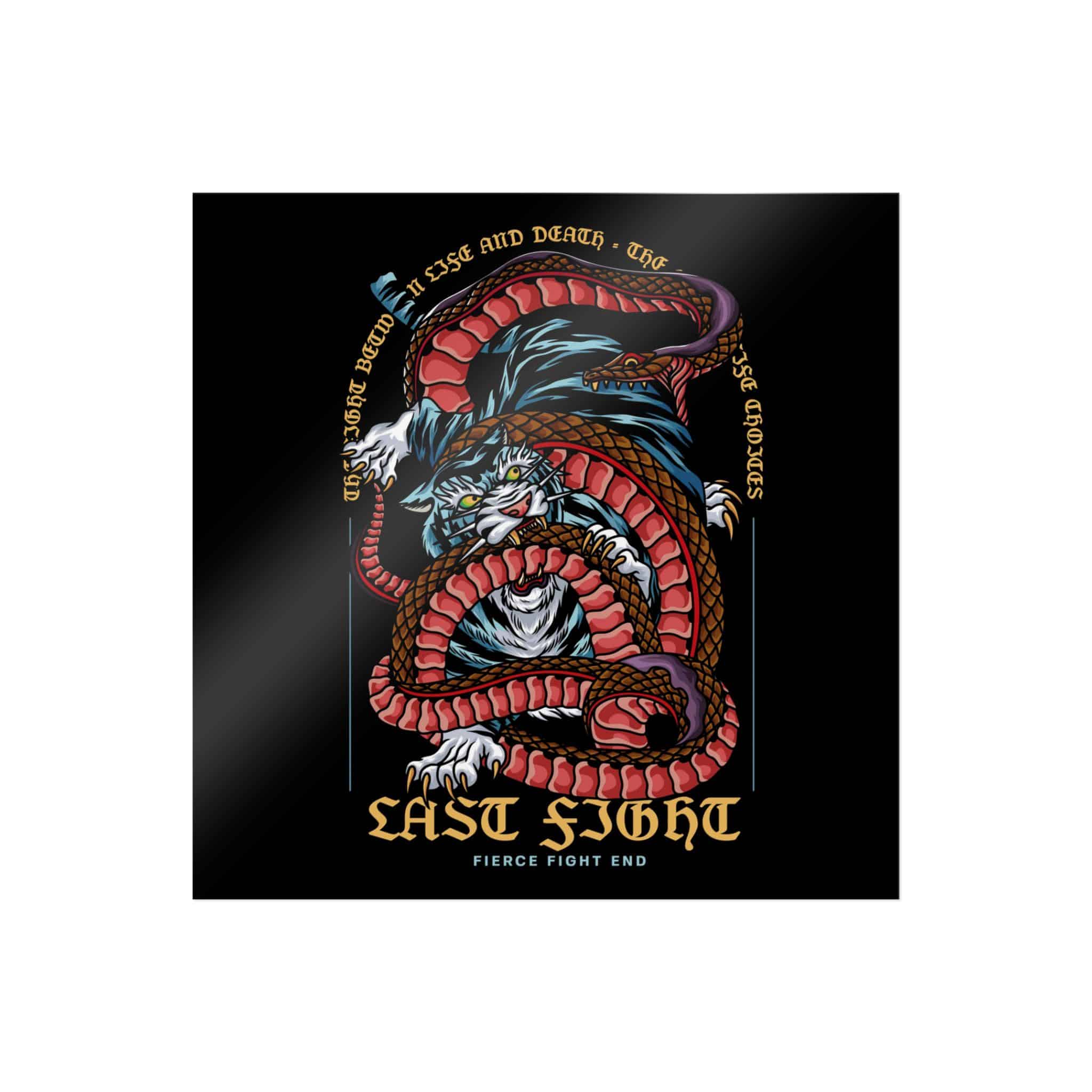 Tiger Vs Snake Tattoo With Text Illustration Die Cut Stickers Dtf - Image 11