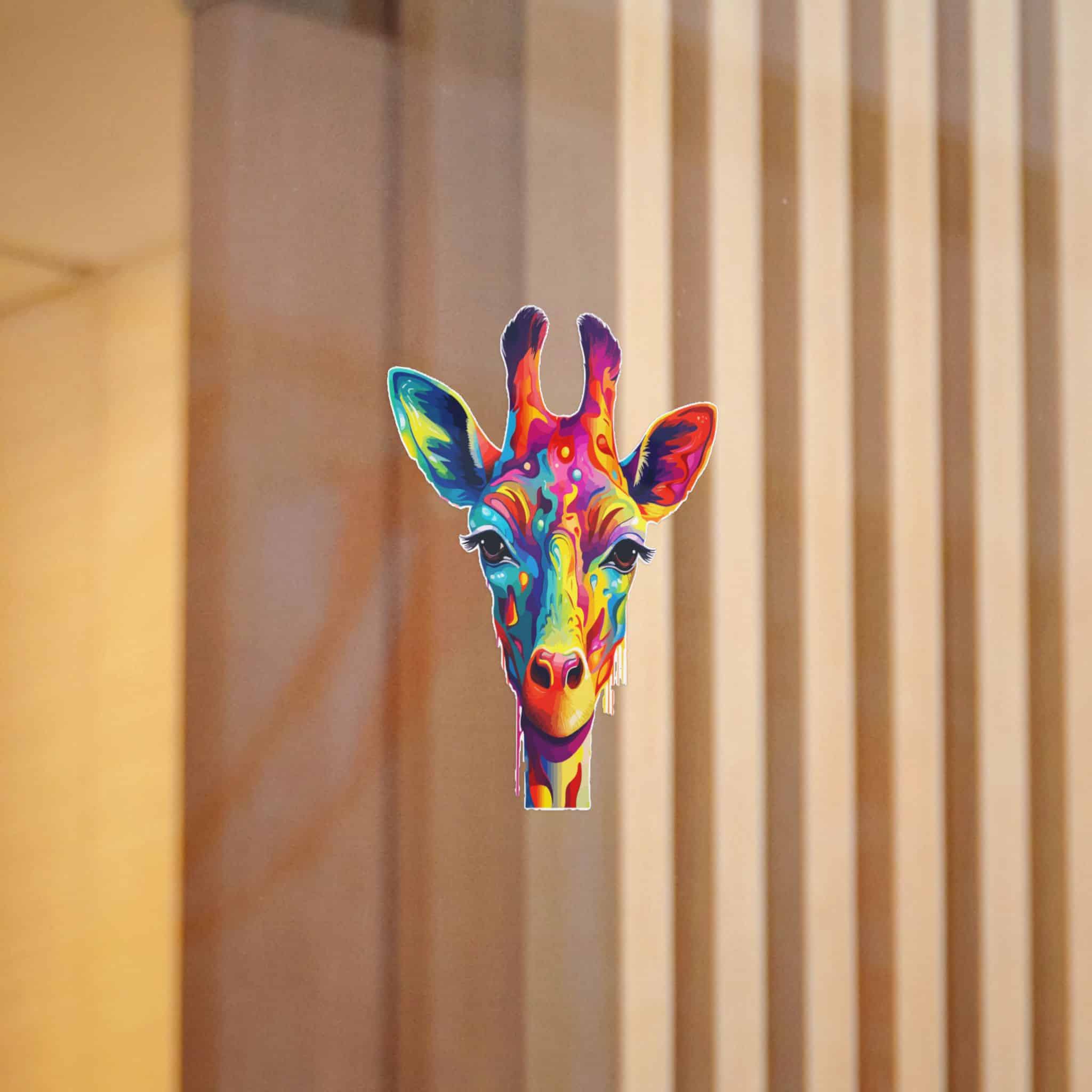 Vibrant Modern Giraffe Fantasy Background 2 Die Cut Stickers Dtf - Image 6