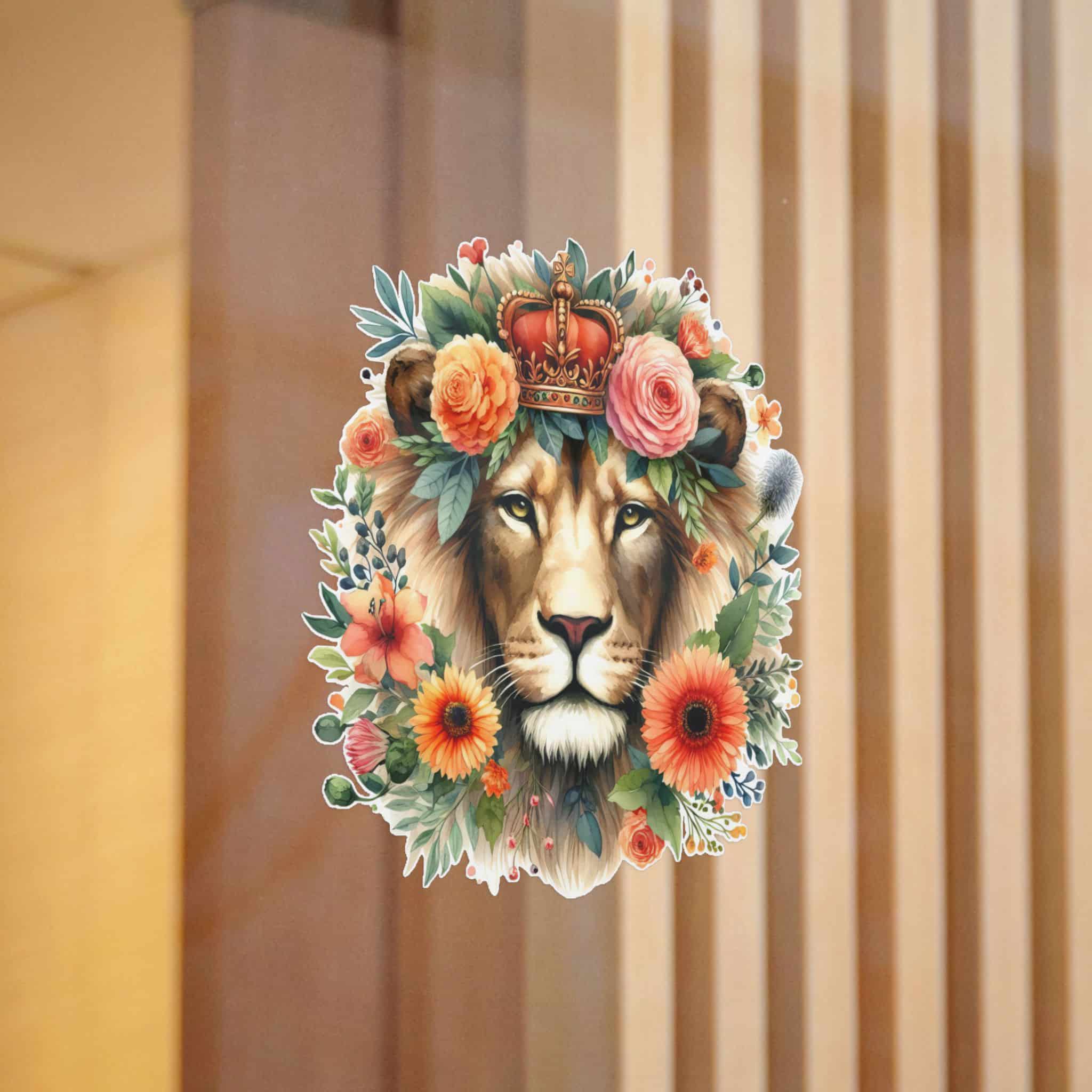 Lion With Floral Crown Die Cut Stickers Dtf - Image 12