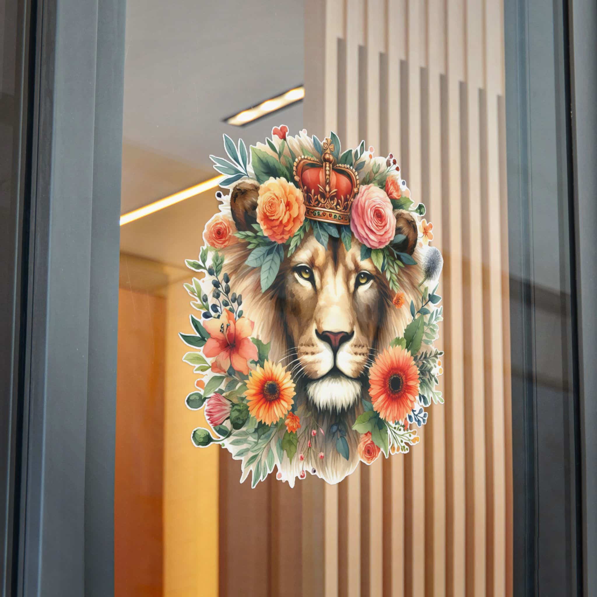 Lion With Floral Crown Die Cut Stickers Dtf - Image 32