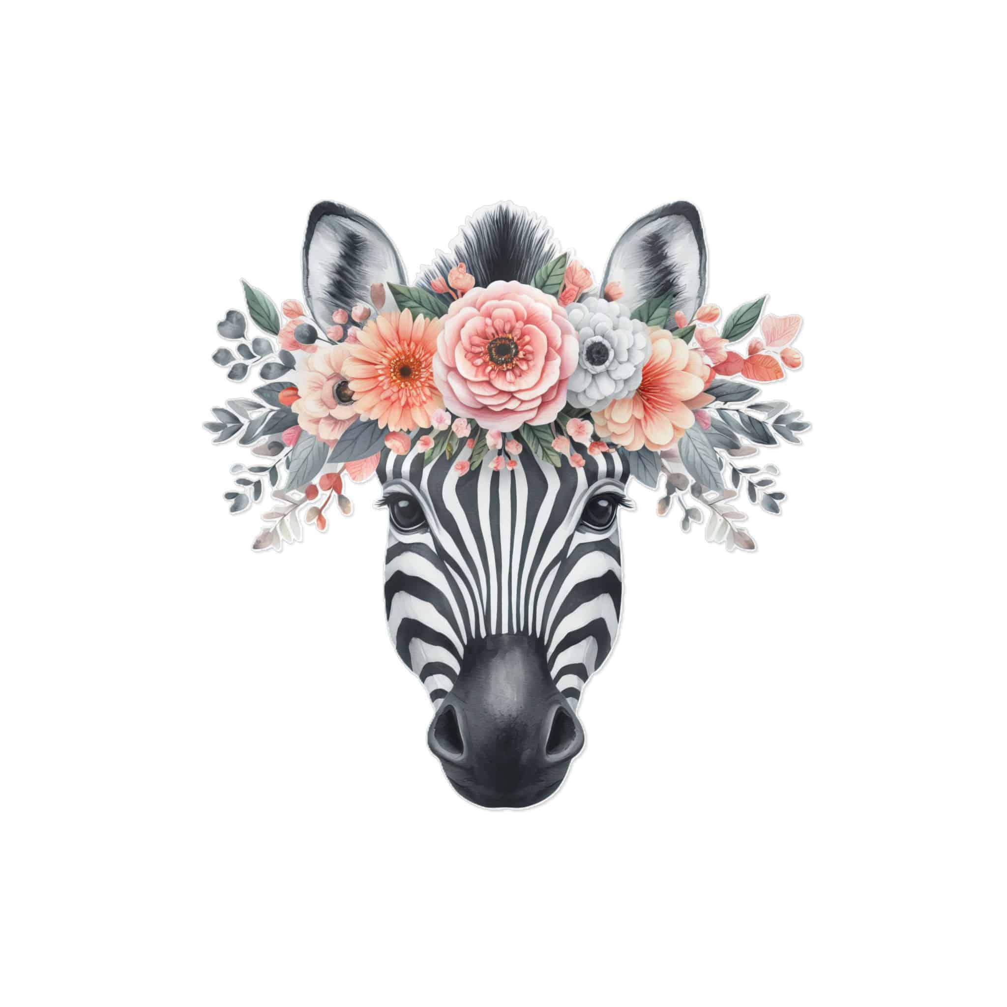 Zebra With Floral Crown Die Cut Stickers Dtf - Image 25