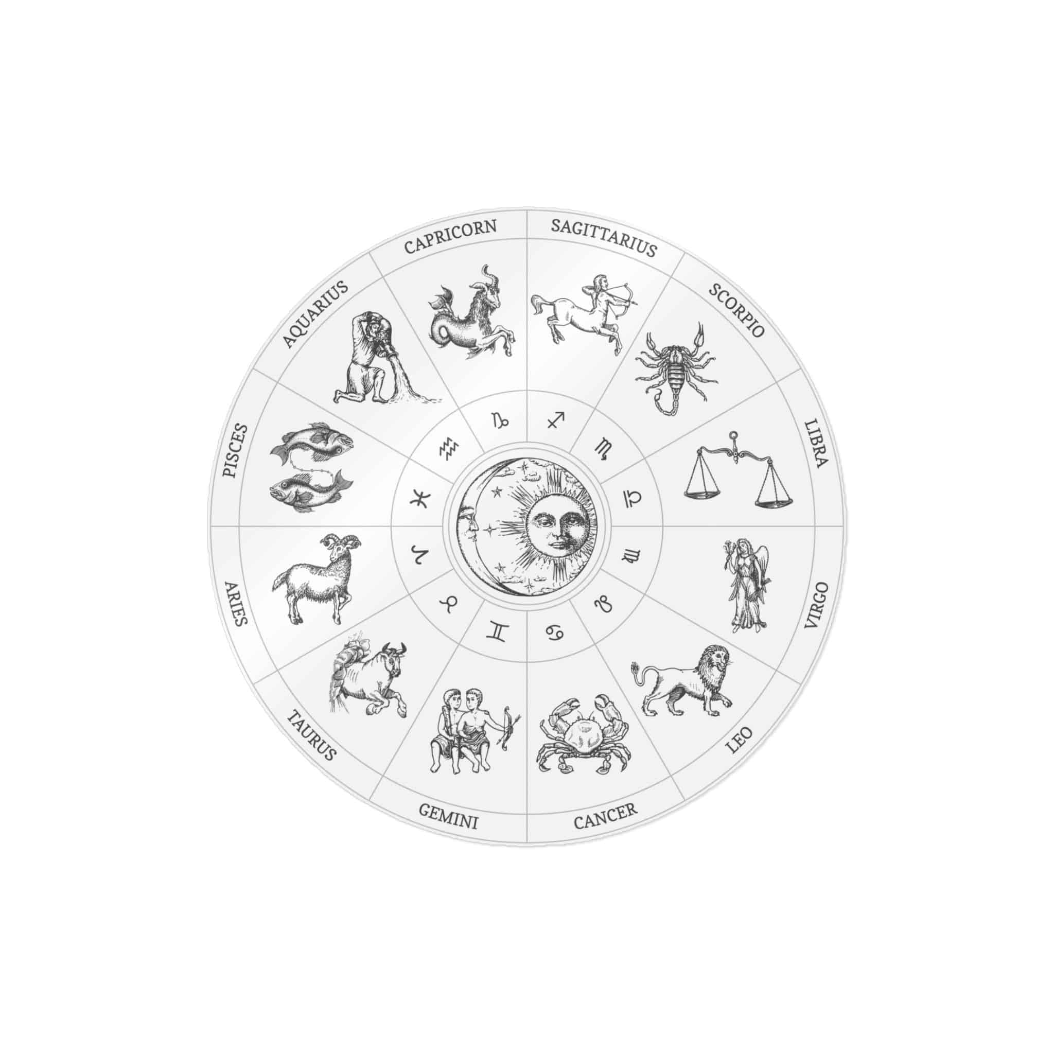 Zodiac Circle Horoscope Signs With Sun Moon Die Cut Stickers Dtf - Image 11