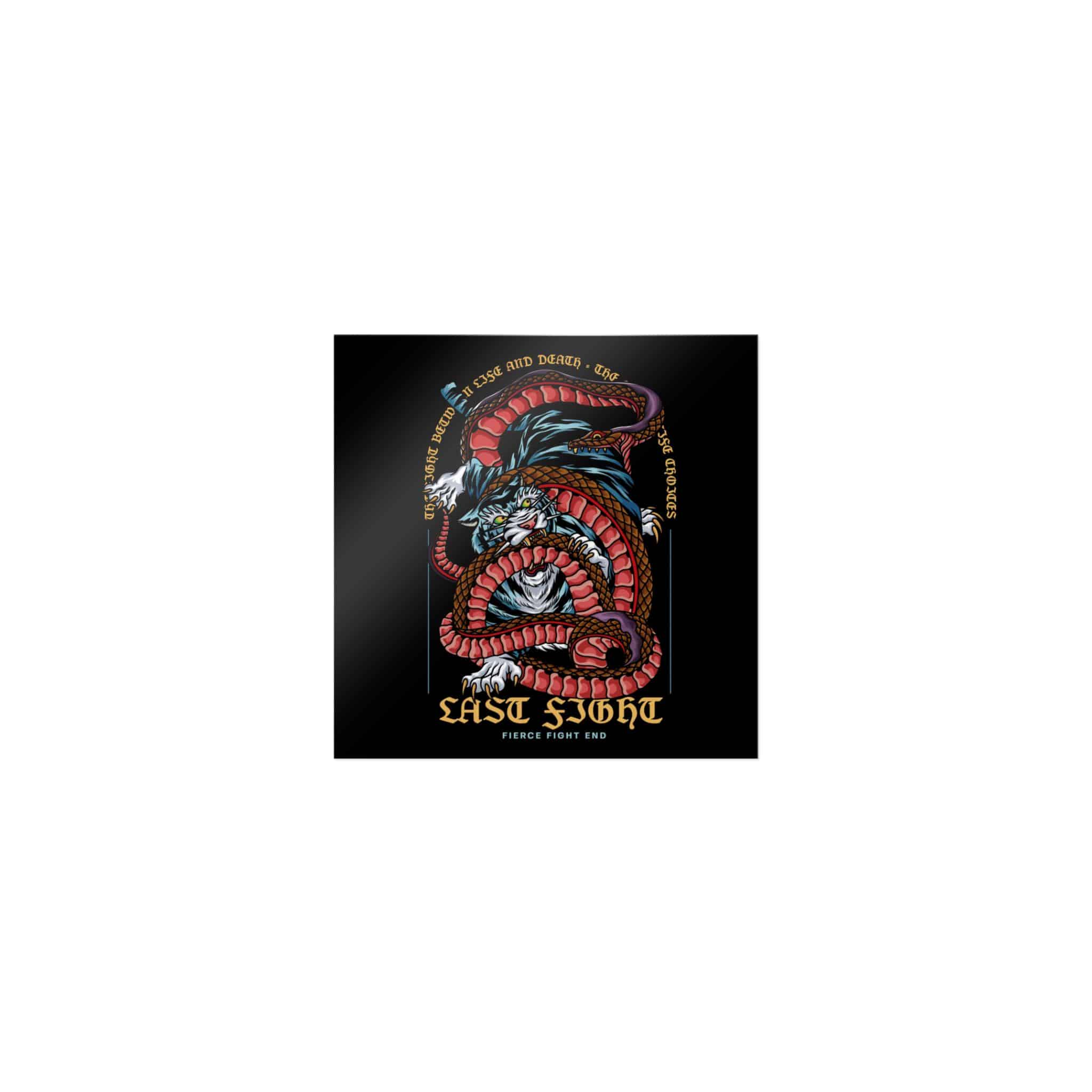 Tiger Vs Snake Tattoo With Text Illustration Die Cut Stickers Dtf - Image 9