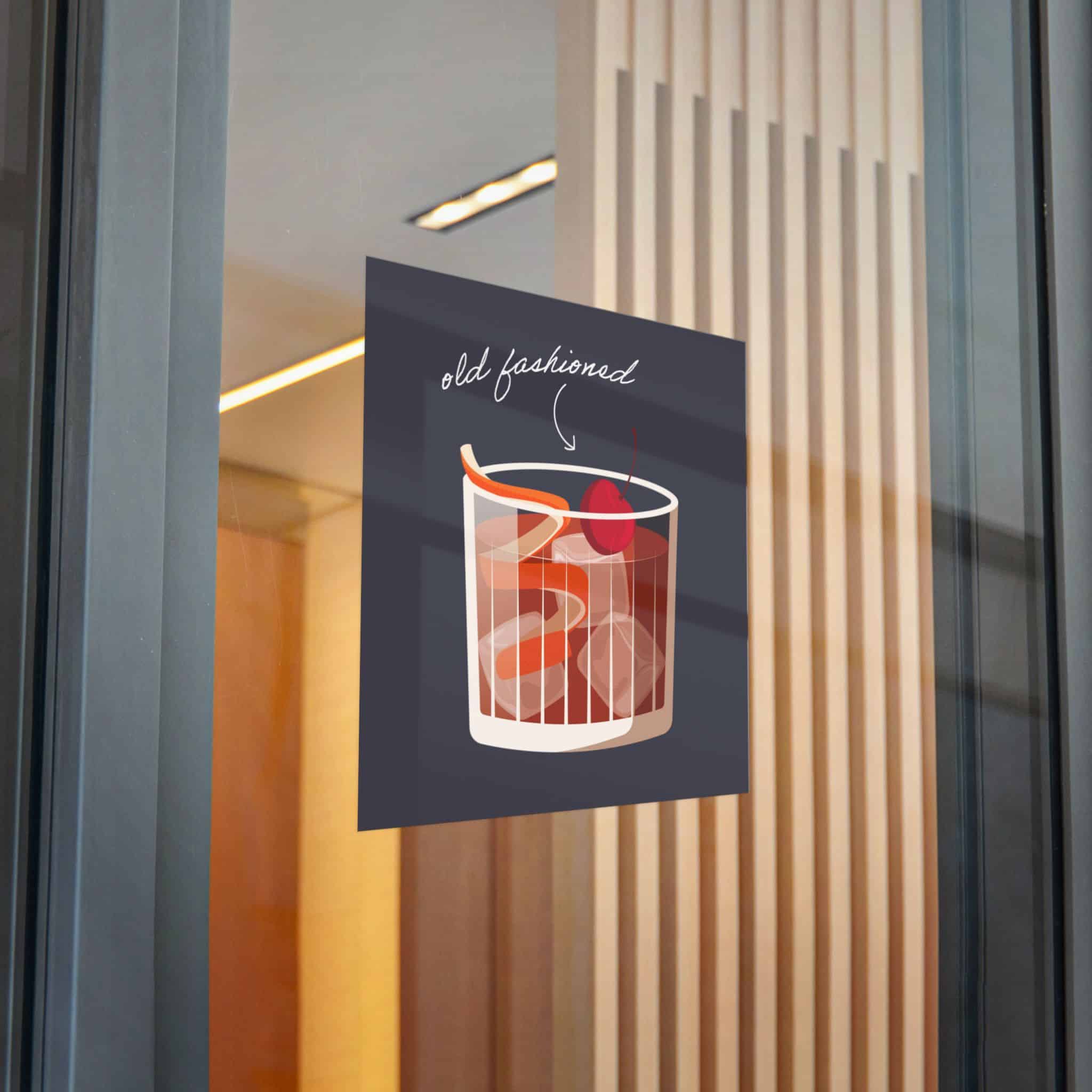 Vector Illustration Old Fashioned Cocktail Isolated Black Background Die Cut Stickers Dtf - Image 28