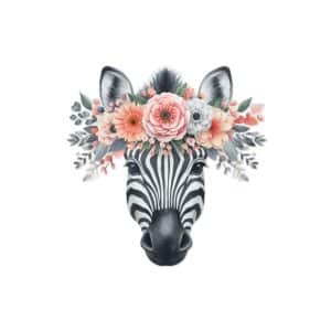 Zebra With Floral Crown Die Cut Stickers Dtf