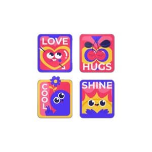 Hand Drawn Flat Design Trendy Cartoon Badges Labels Die Cut Stickers Dtf