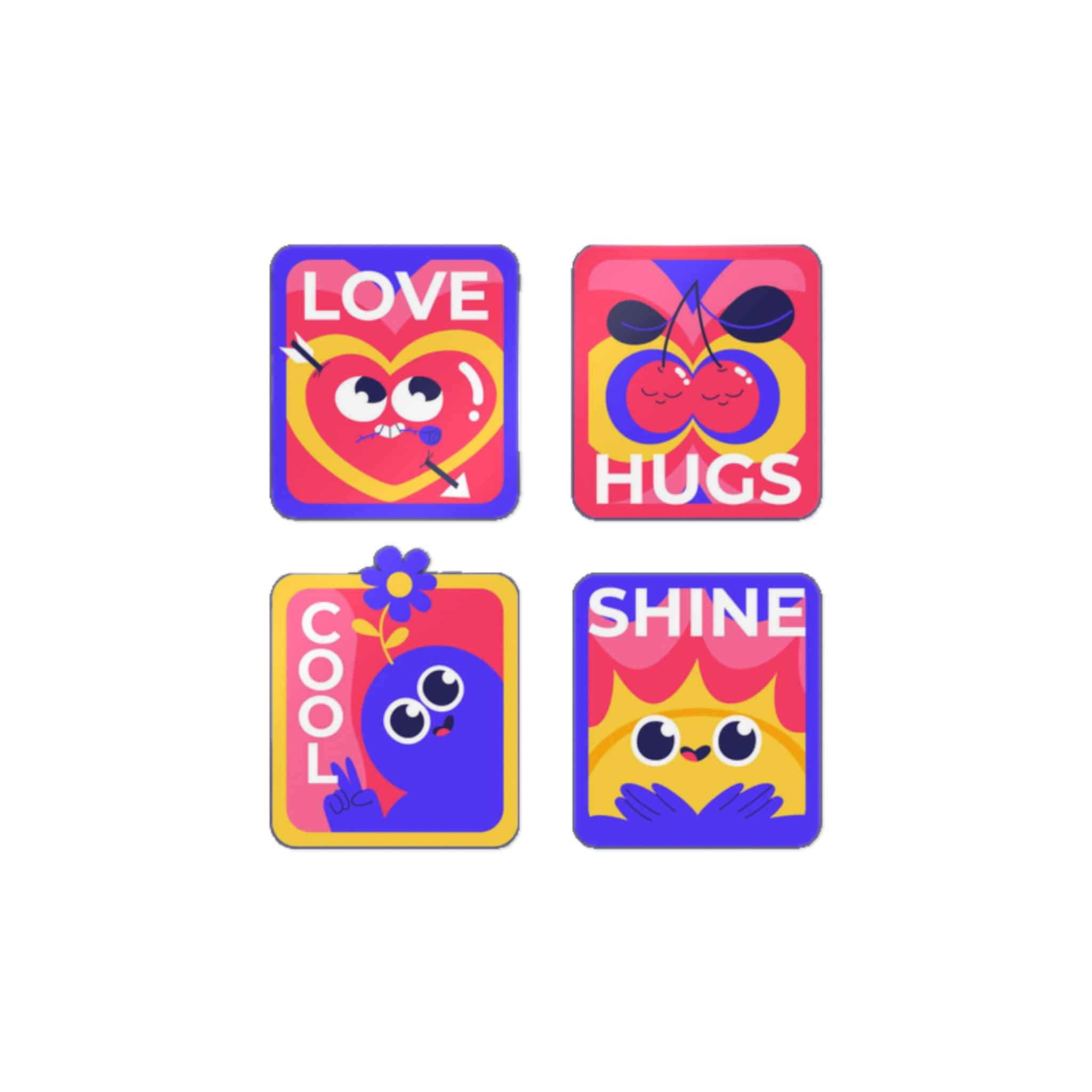 Hand Drawn Flat Design Trendy Cartoon Badges Labels Die Cut Stickers Dtf