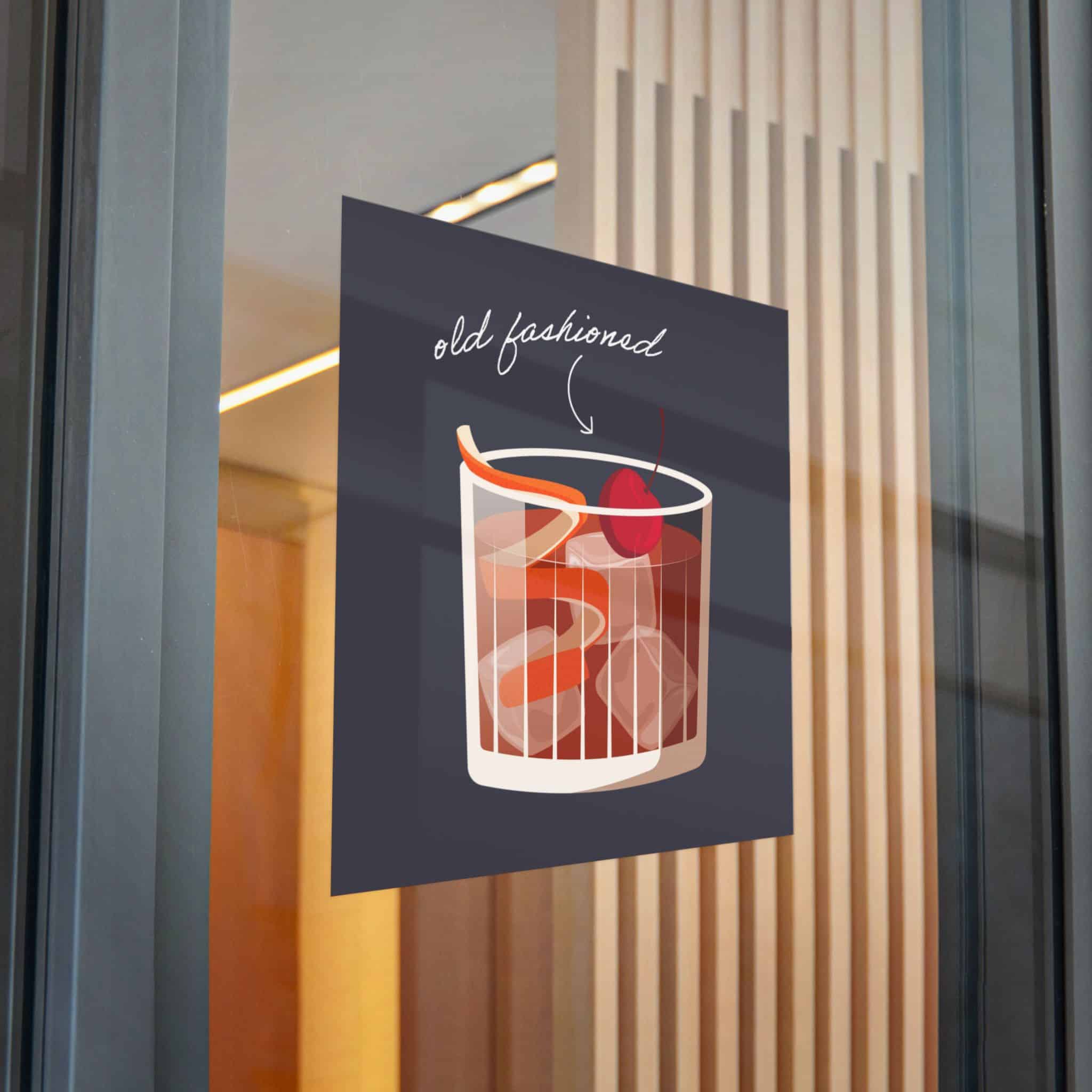 Vector Illustration Old Fashioned Cocktail Isolated Black Background Die Cut Stickers Dtf - Image 30
