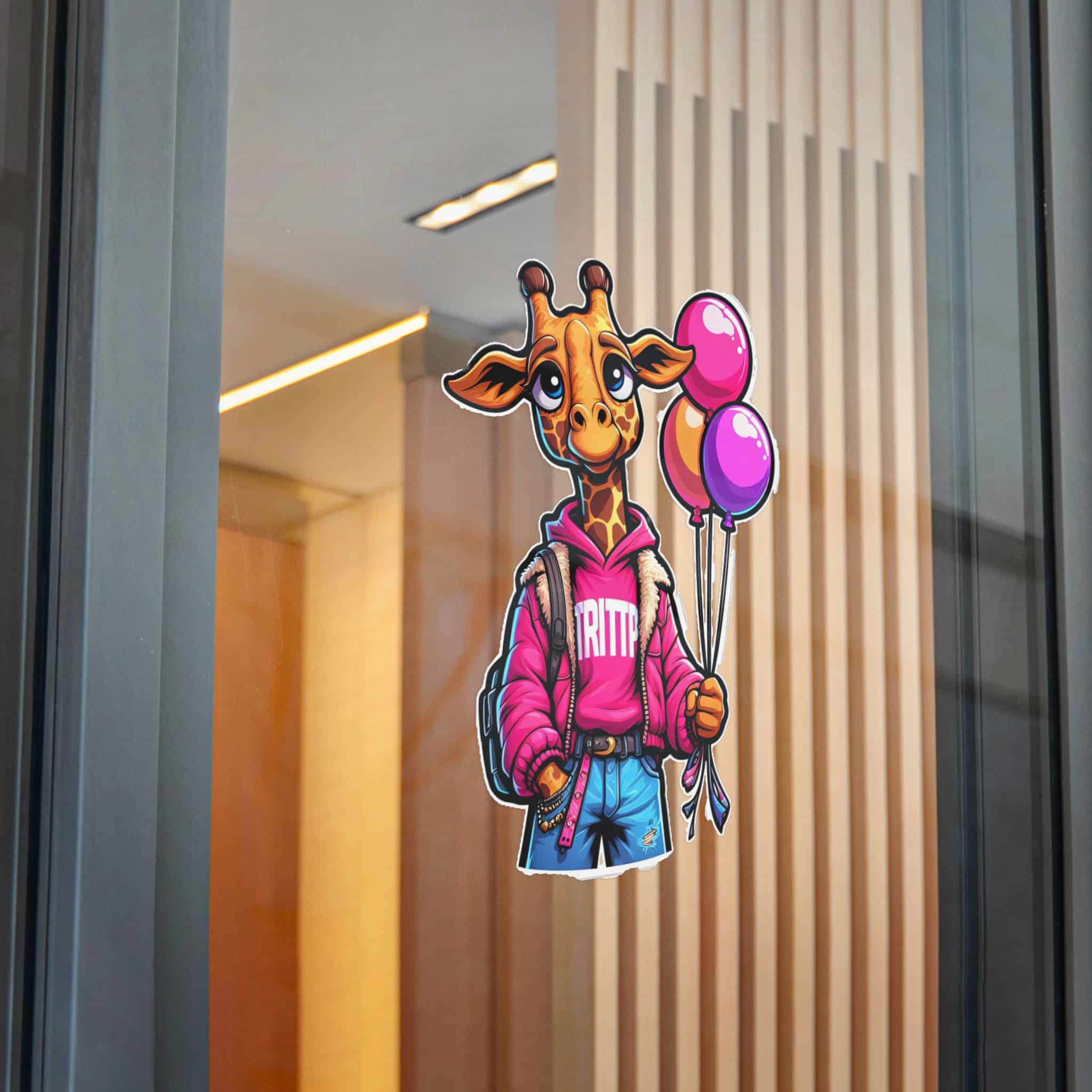 Vector Cartoon Giraffe Pink Jacket With Pink Balloons Tshirt Art Die Cut Stickers Dtf - Image 32