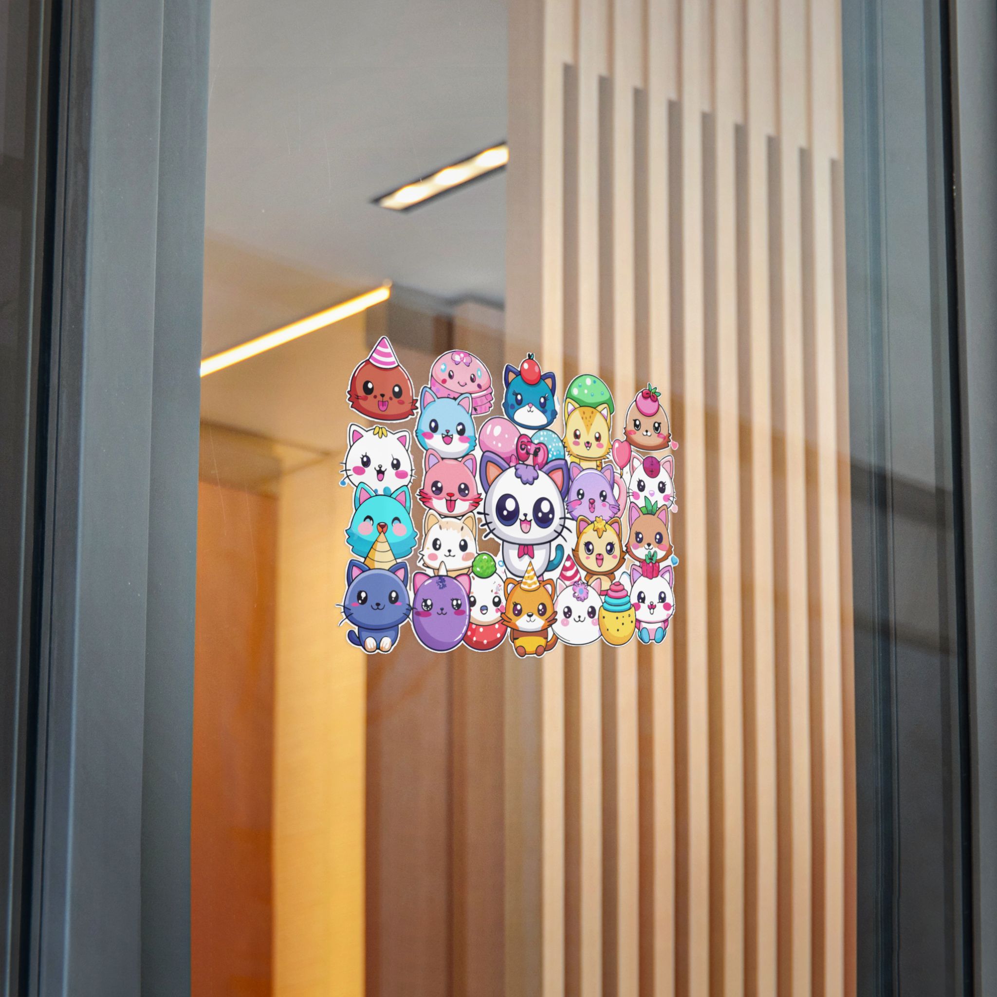 Cute Cartoon Animals With Big Eyes and Smiling Faces Surrounded By Hearts Stars and Balloons Die Cut Stickers Dtf - Image 28