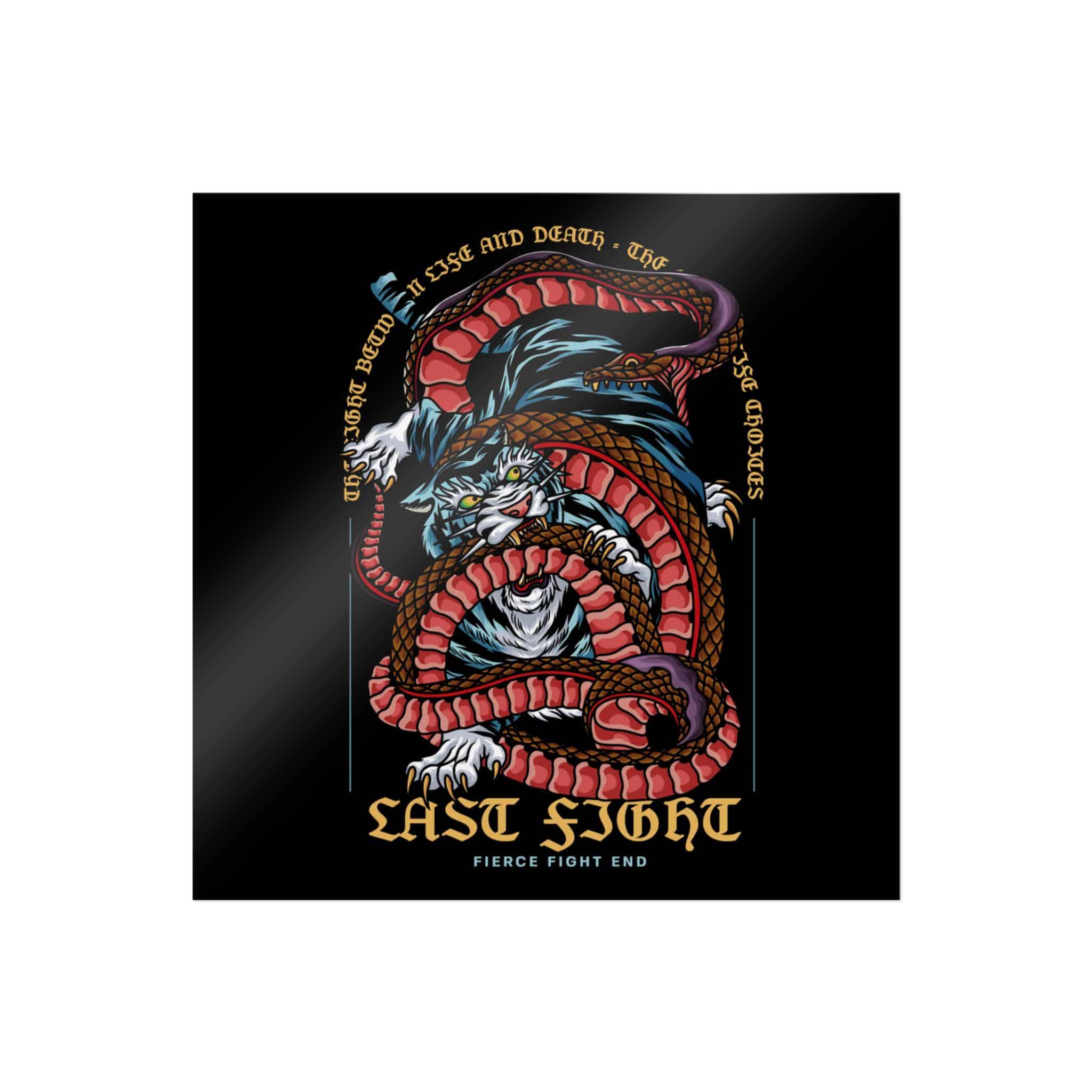 Tiger Vs Snake Tattoo With Text Illustration Die Cut Stickers Dtf - Image 5