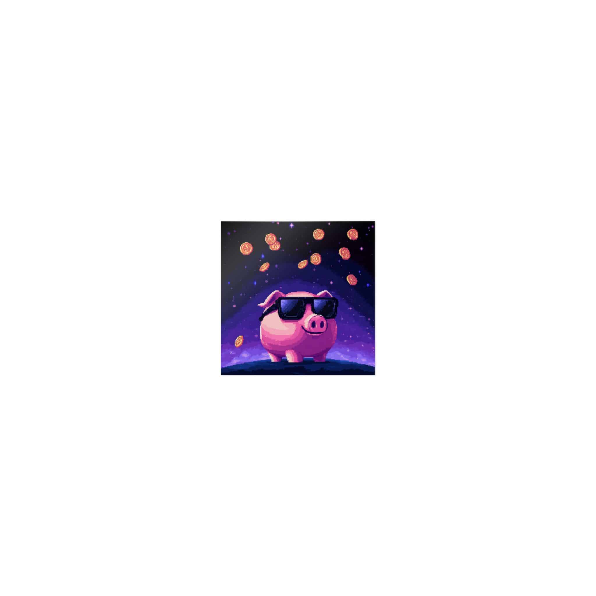 Retro Pixel Piggy Bank Cosmic Coin Shower (4) Die Cut Stickers Dtf - Image 7