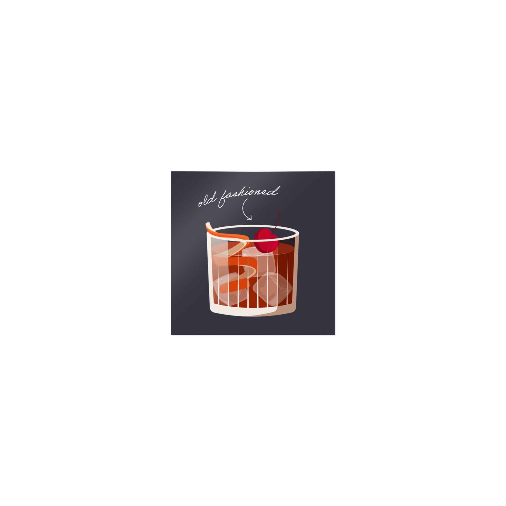 Vector Illustration Old Fashioned Cocktail Isolated Black Background Die Cut Stickers Dtf - Image 17
