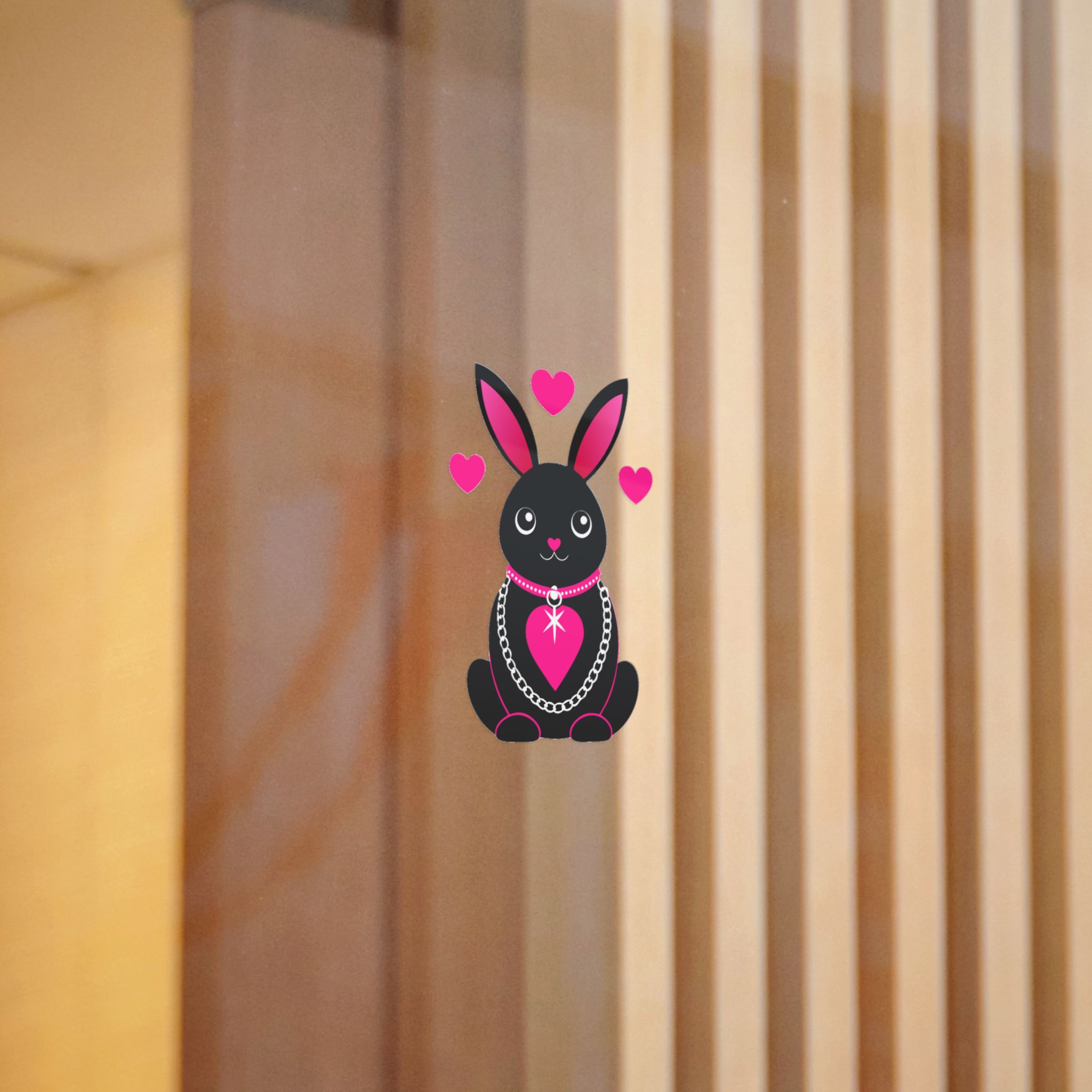 Cute Rabbit With Loveshaped Chain Die Cut Stickers Dtf - Image 4