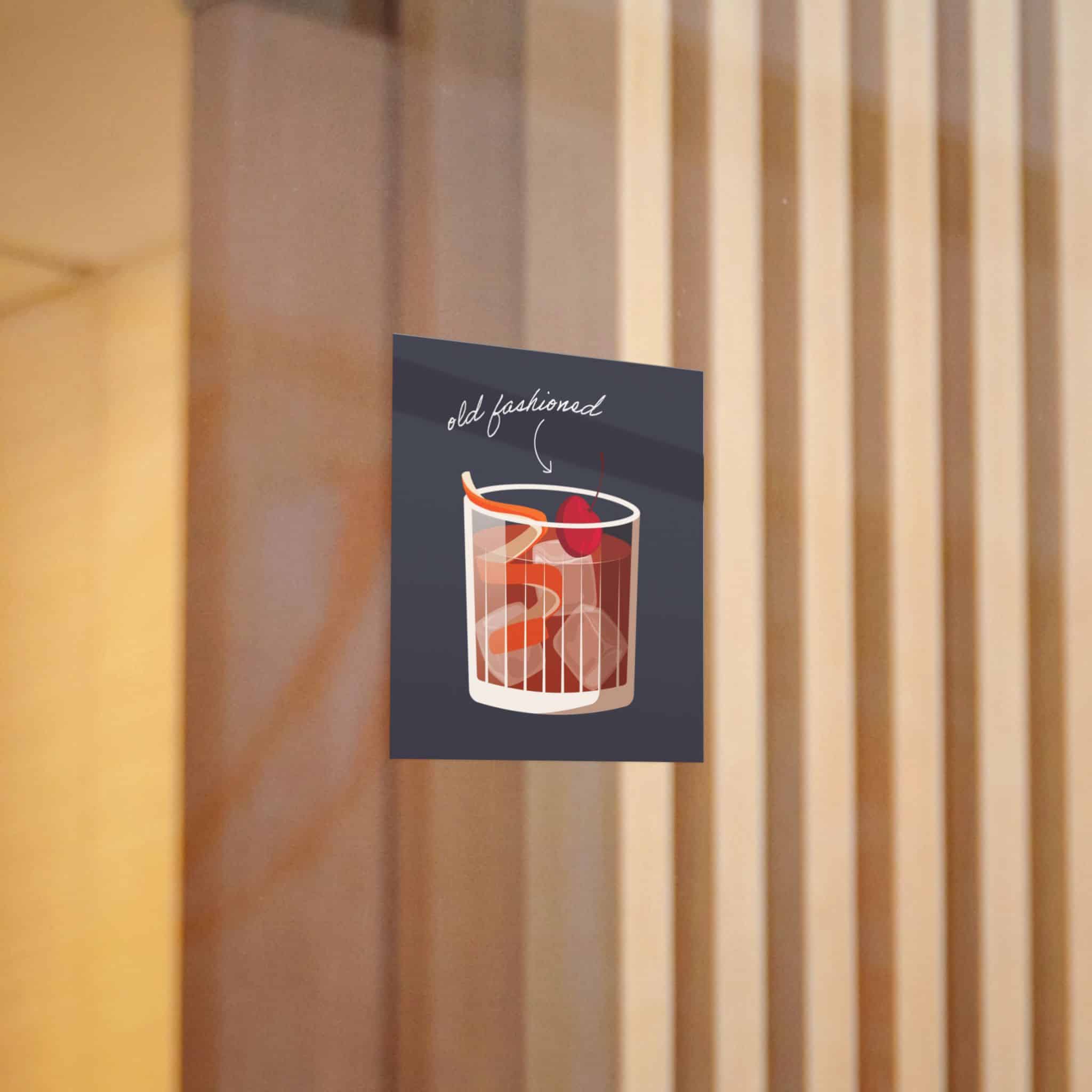 Vector Illustration Old Fashioned Cocktail Isolated Black Background Die Cut Stickers Dtf - Image 4