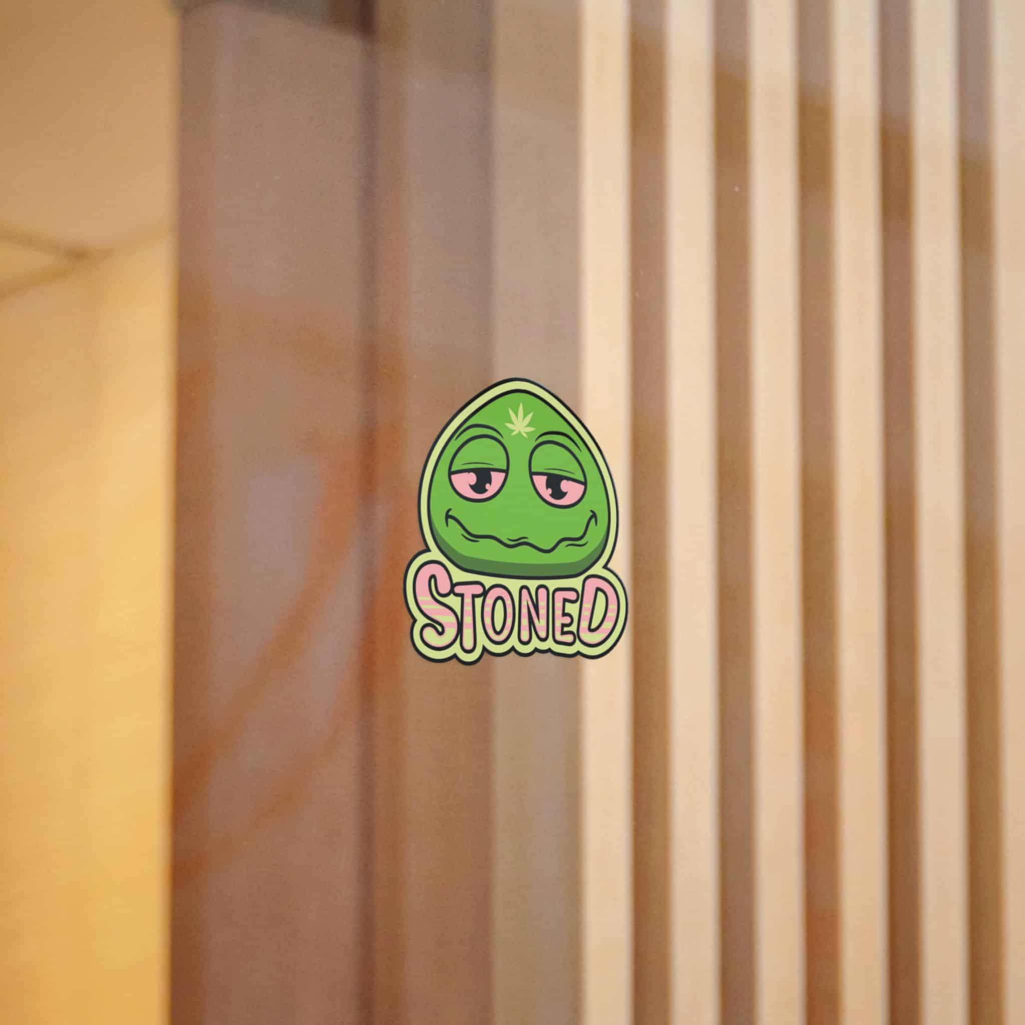 Stoned Emoji Red Eye Sticker Lips Mouth Smoking Quote Vector Shirt Print Design Die Cut Stickers Dtf - Image 4