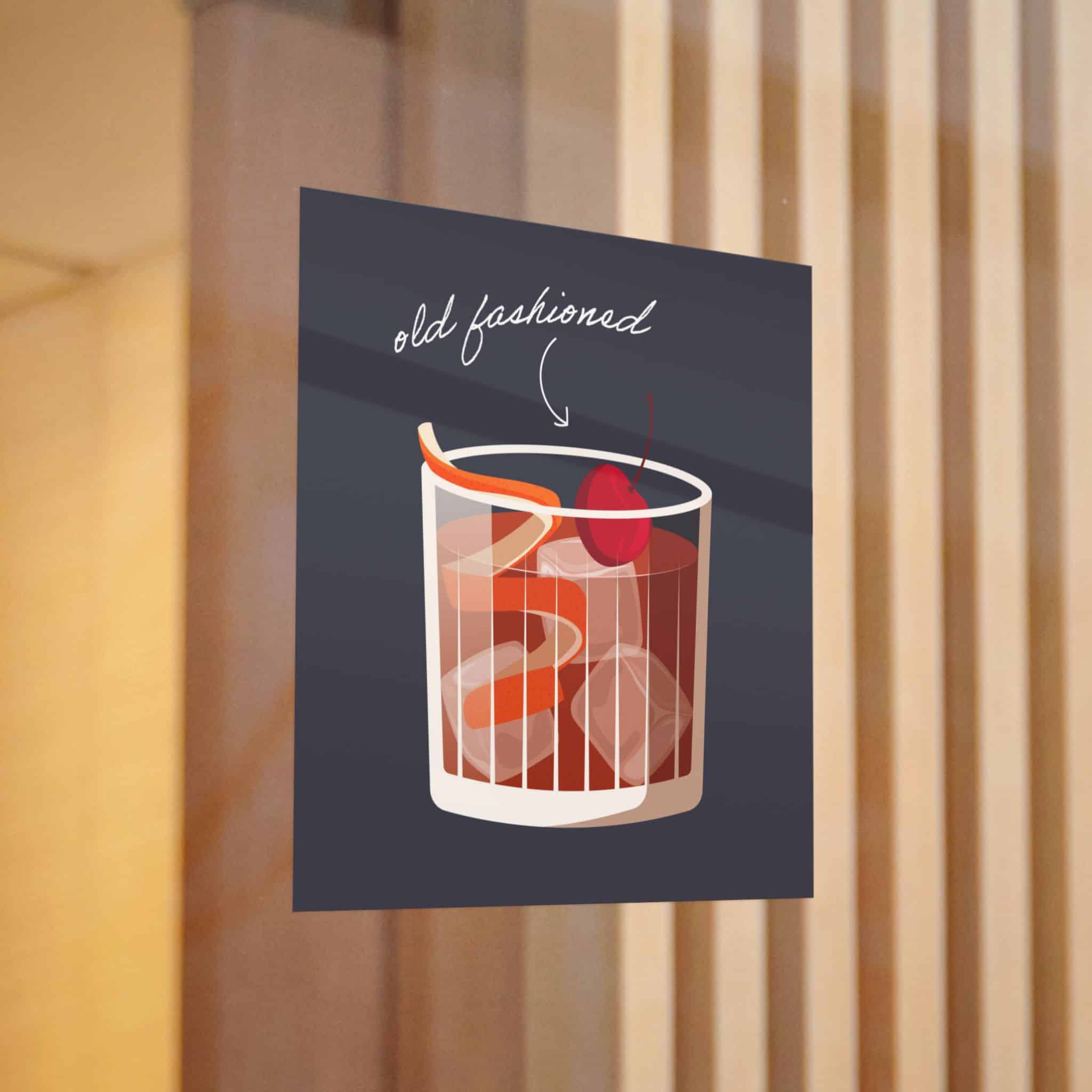 Vector Illustration Old Fashioned Cocktail Isolated Black Background Die Cut Stickers Dtf - Image 12