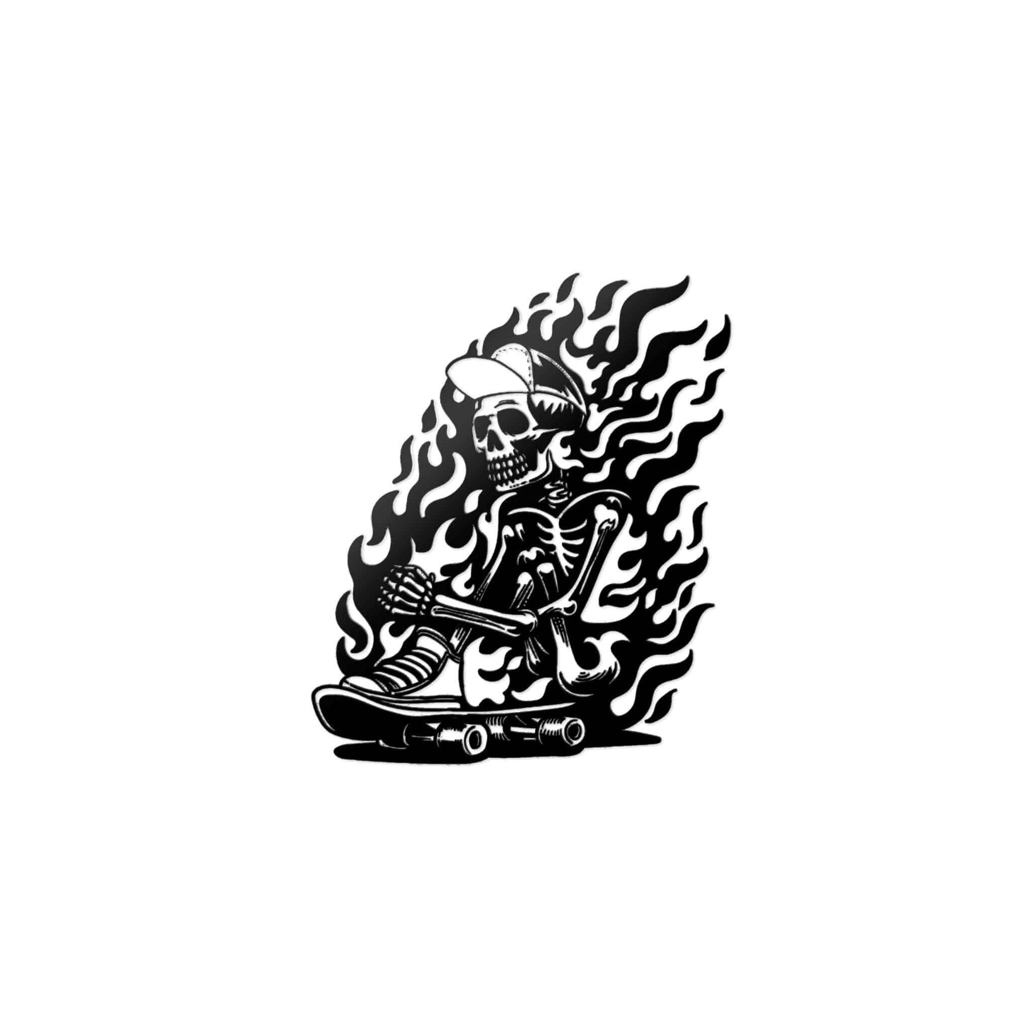 Skull With Fire Skateboard Hand Drawn Illustration Die Cut Stickers Dtf - Image 15