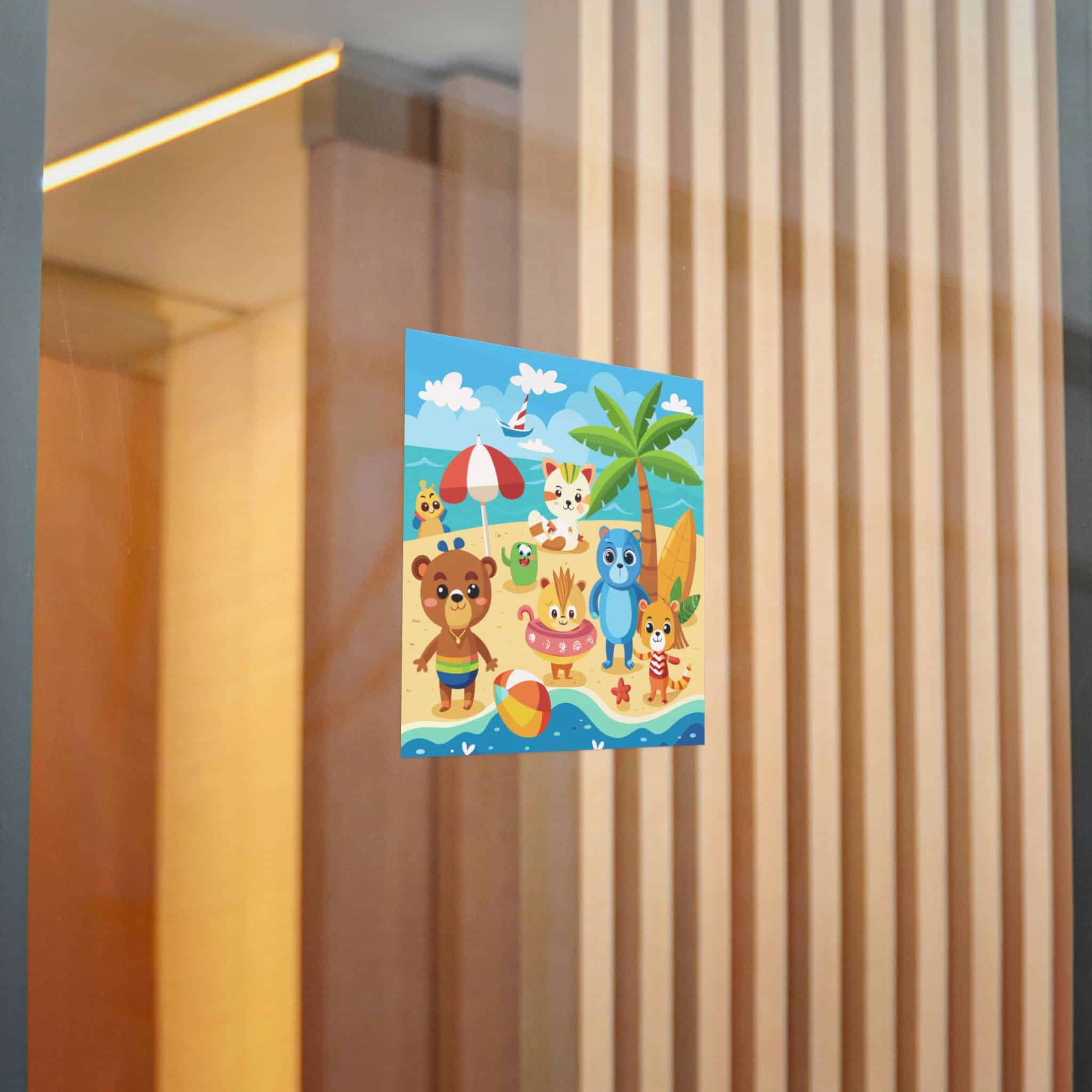 Adorable Beach Animals Enjoying Summer Fun Cute Cartoon (6) Die Cut Stickers Dtf - Image 14