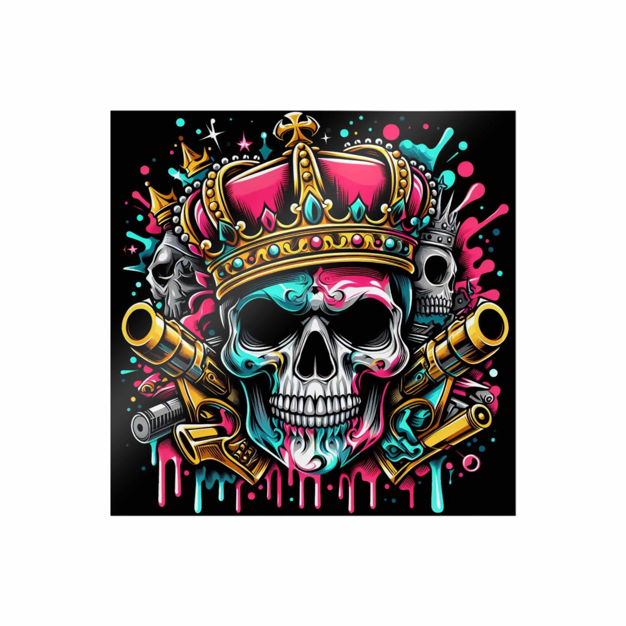 Skull With Crown Guns Is Painted With Skull Skull With Crown Die Cut Stickers Dtf - Image 15