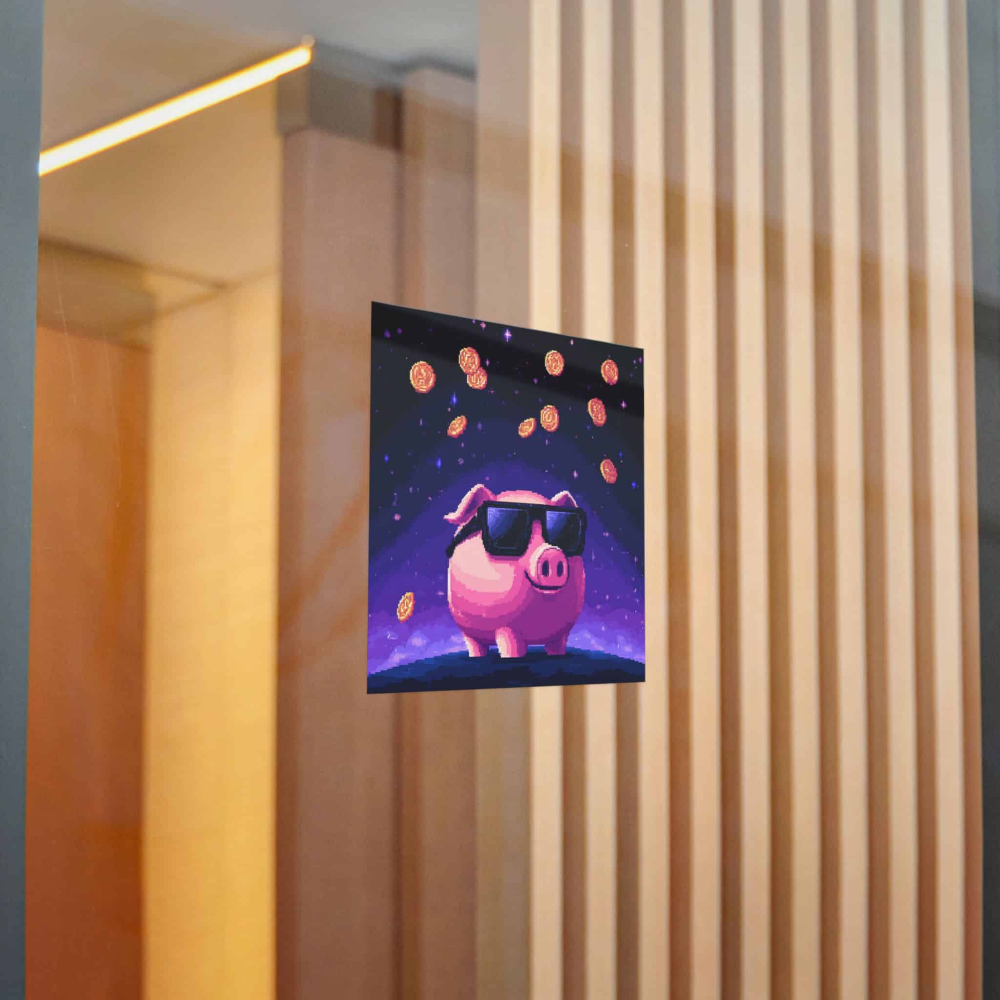 Retro Pixel Piggy Bank Cosmic Coin Shower (4) Die Cut Stickers Dtf - Image 14