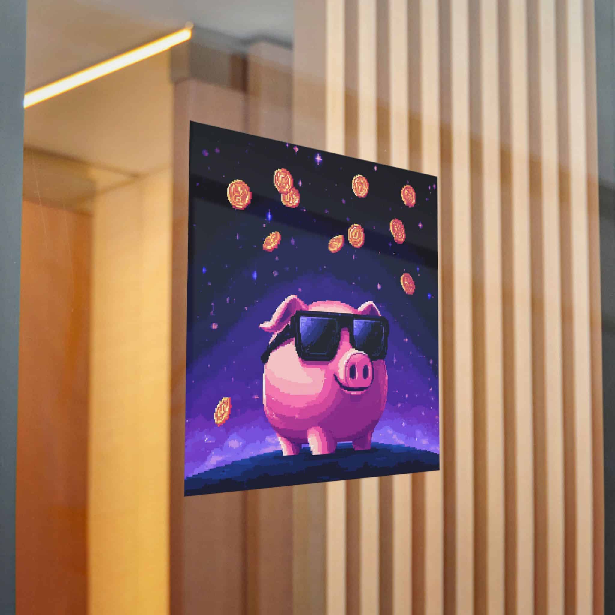 Retro Pixel Piggy Bank Cosmic Coin Shower (4) Die Cut Stickers Dtf - Image 22
