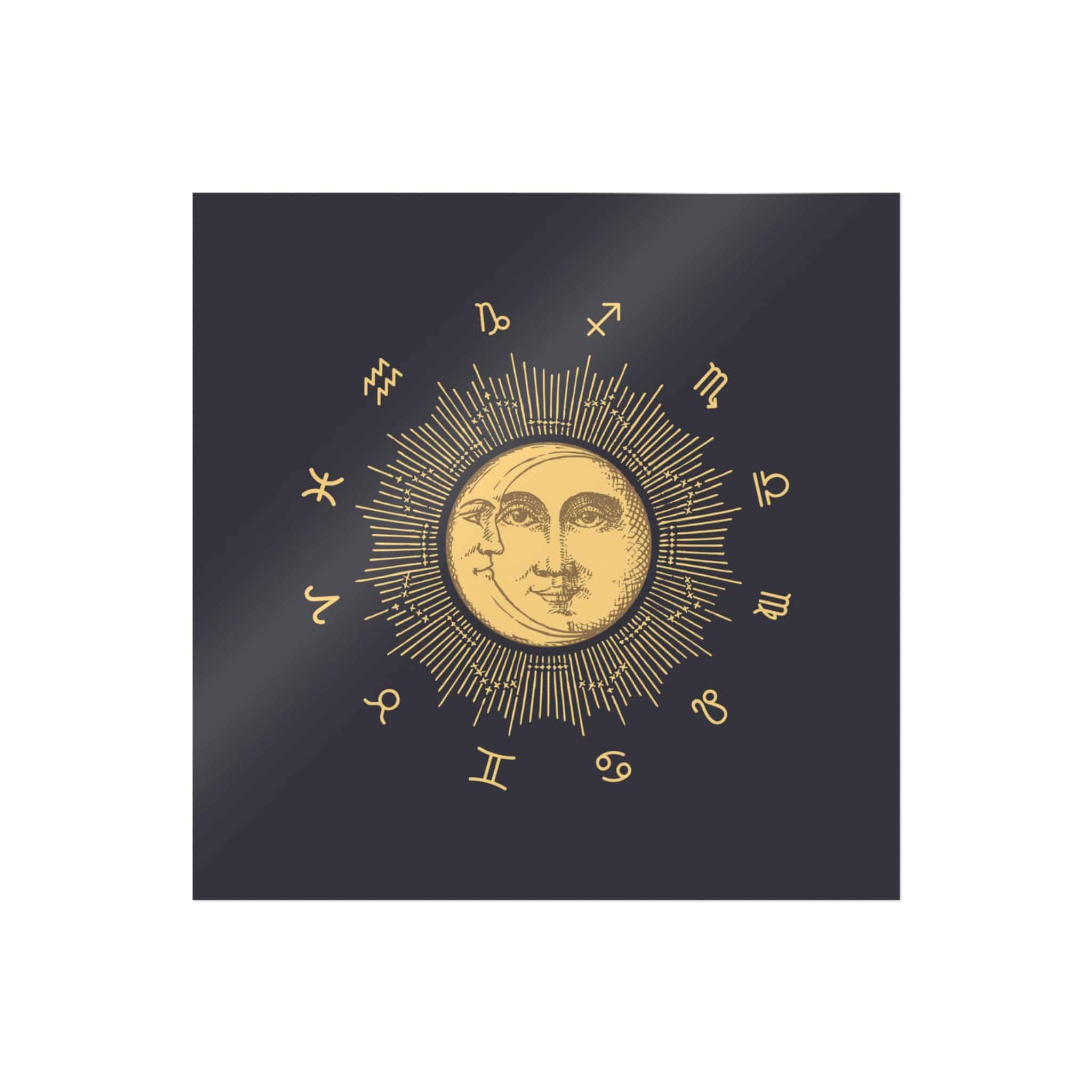 Zodiac Circle With Sun Crescent Drawing Die Cut Stickers Dtf - Image 5