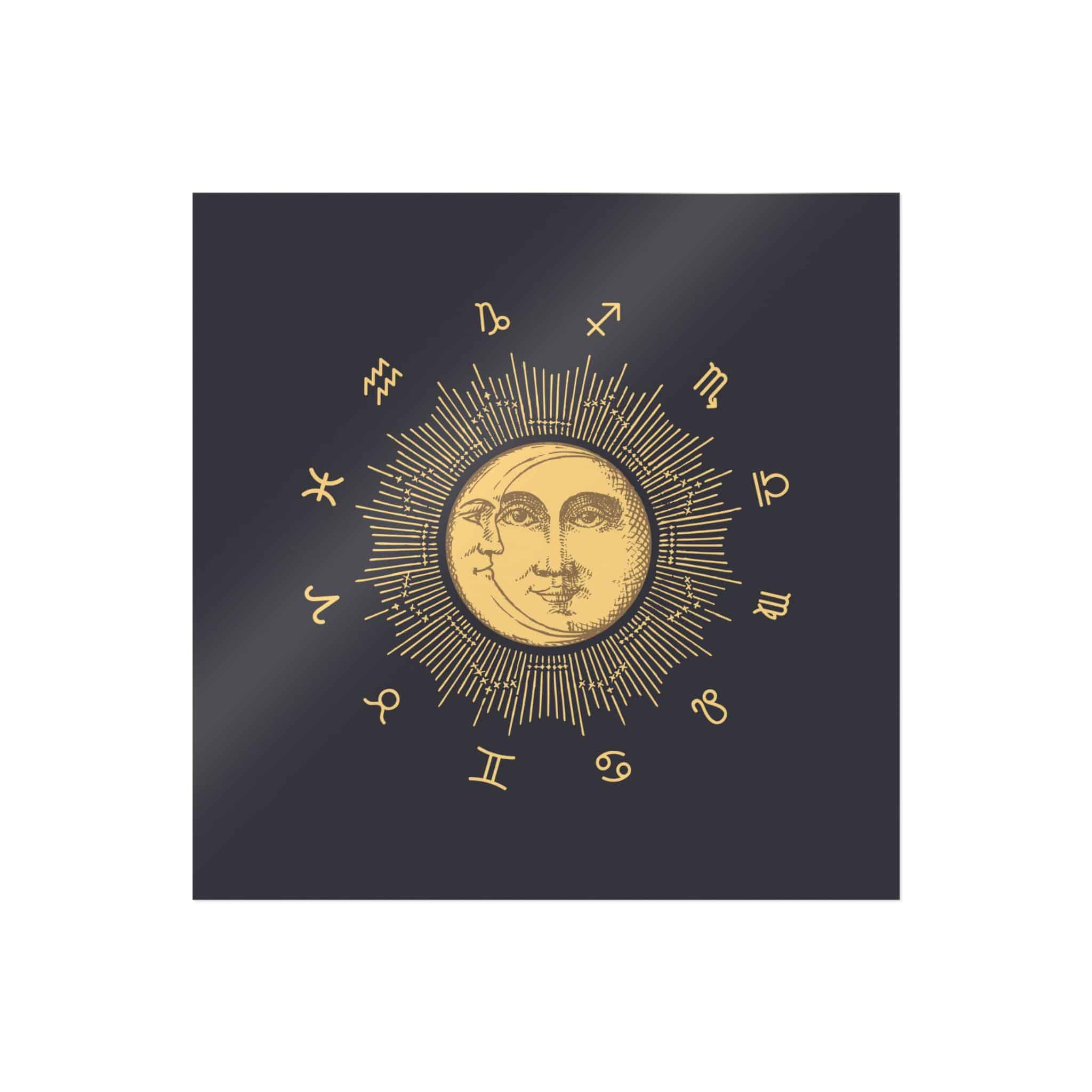 Zodiac Circle With Sun Crescent Drawing Die Cut Stickers Dtf - Image 13
