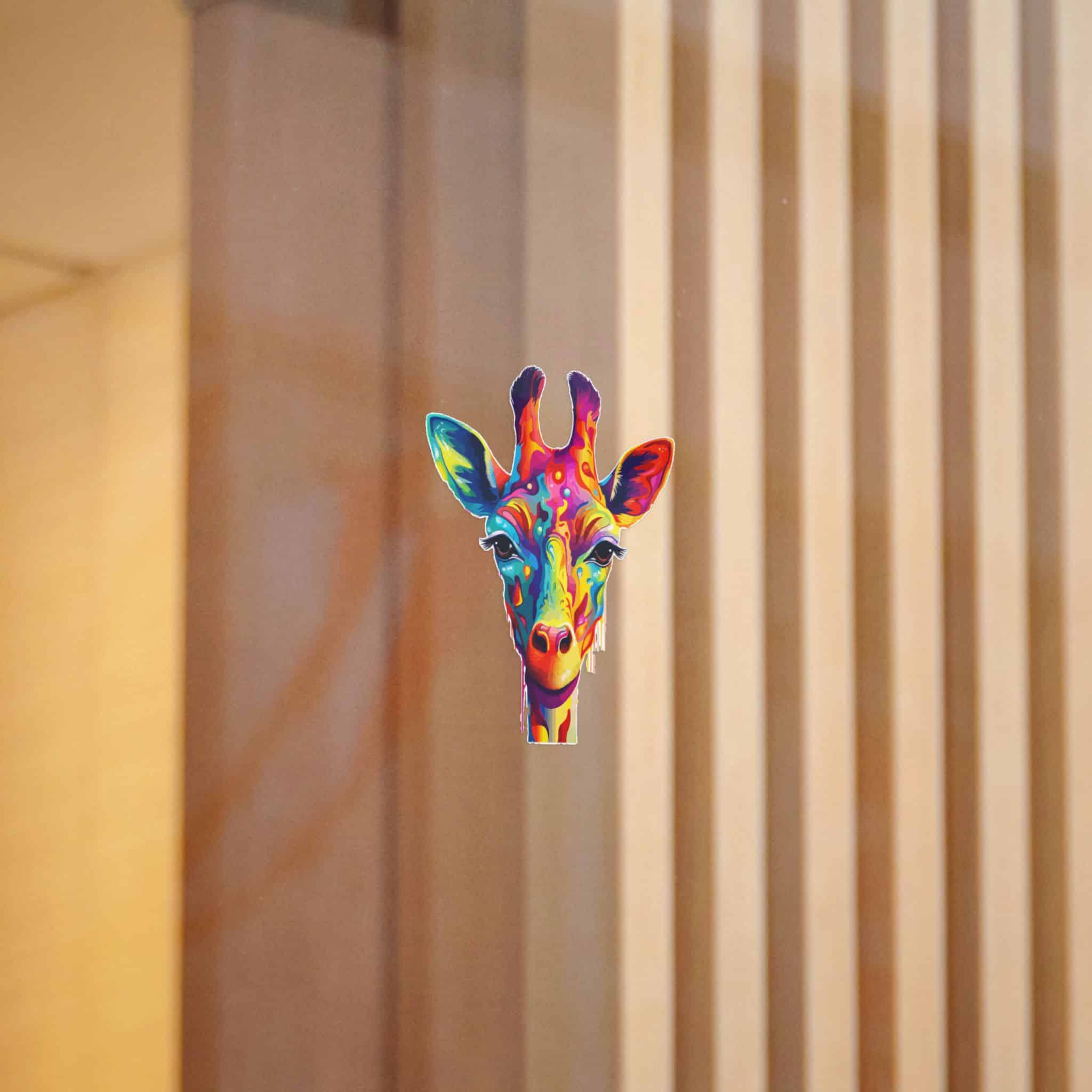 Vibrant Modern Giraffe Fantasy Background 2 Die Cut Stickers Dtf - Image 4