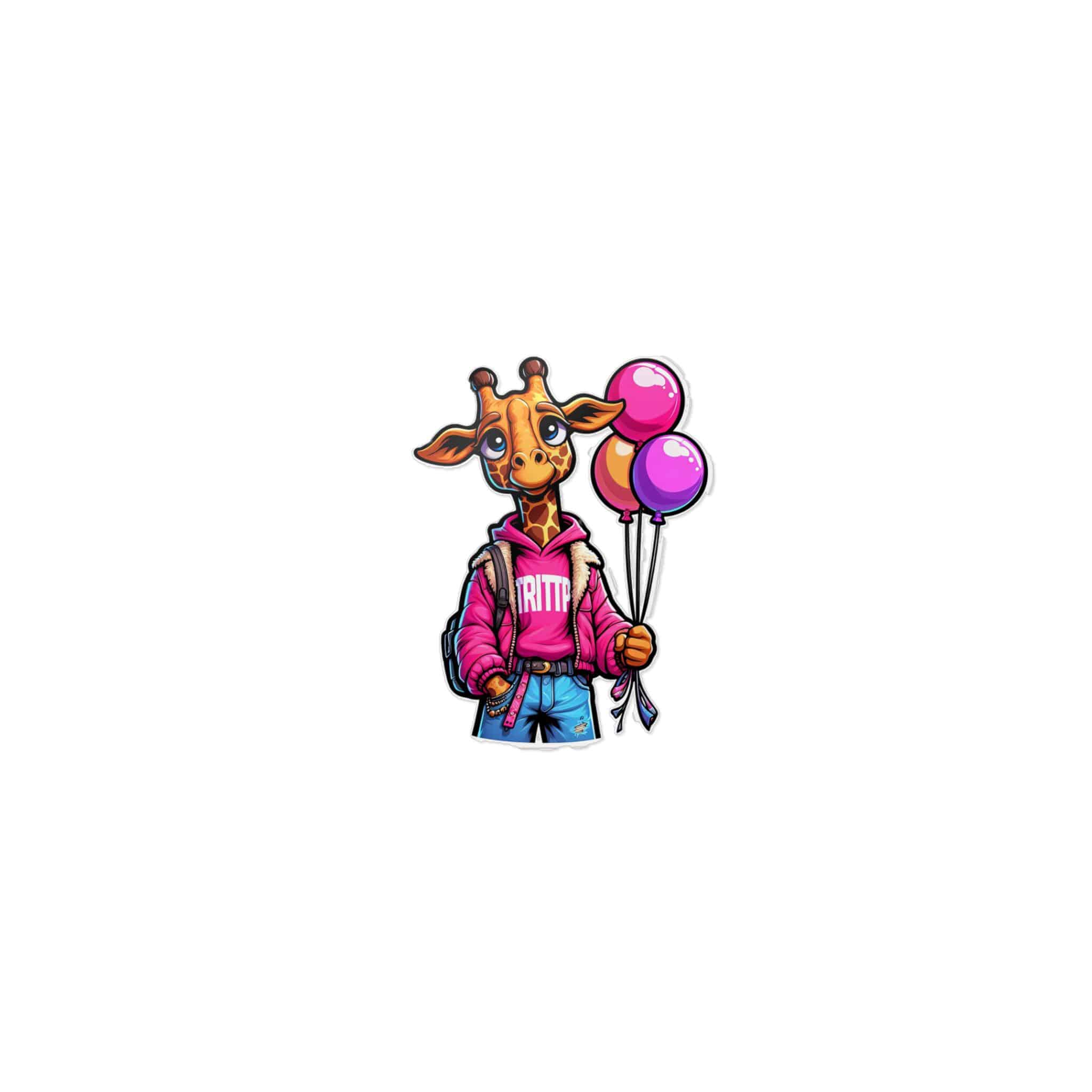 Vector Cartoon Giraffe Pink Jacket With Pink Balloons Tshirt Art Die Cut Stickers Dtf - Image 9