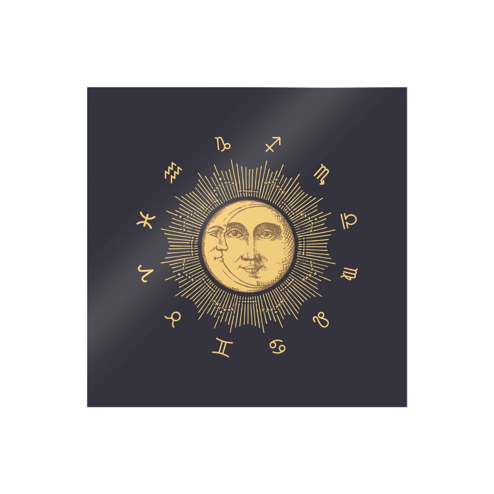 Zodiac Circle With Sun Crescent Drawing Die Cut Stickers Dtf - Image 27