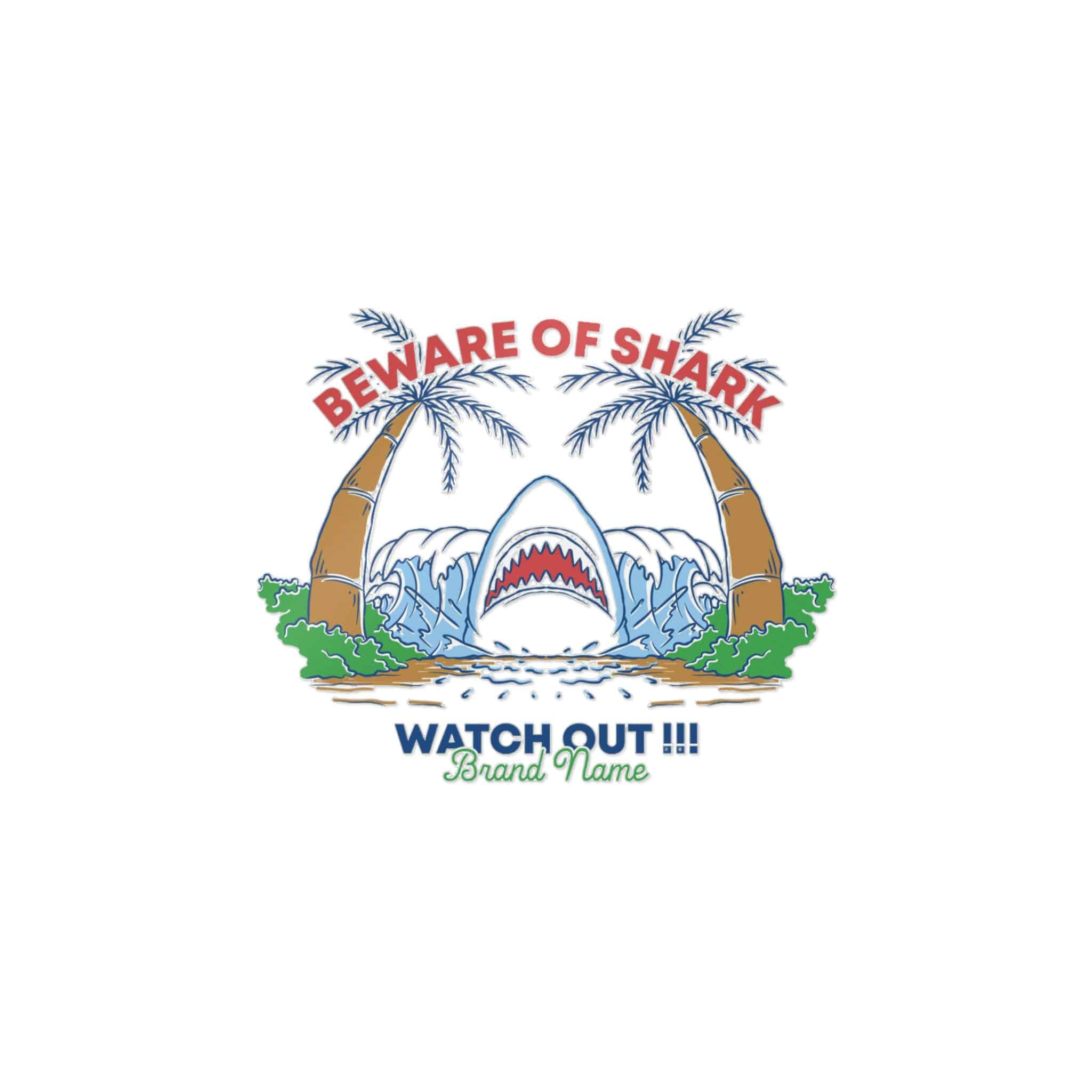 Vintage Illustration Shark Jumping Out From Beach Die Cut Stickers Dtf - Image 5