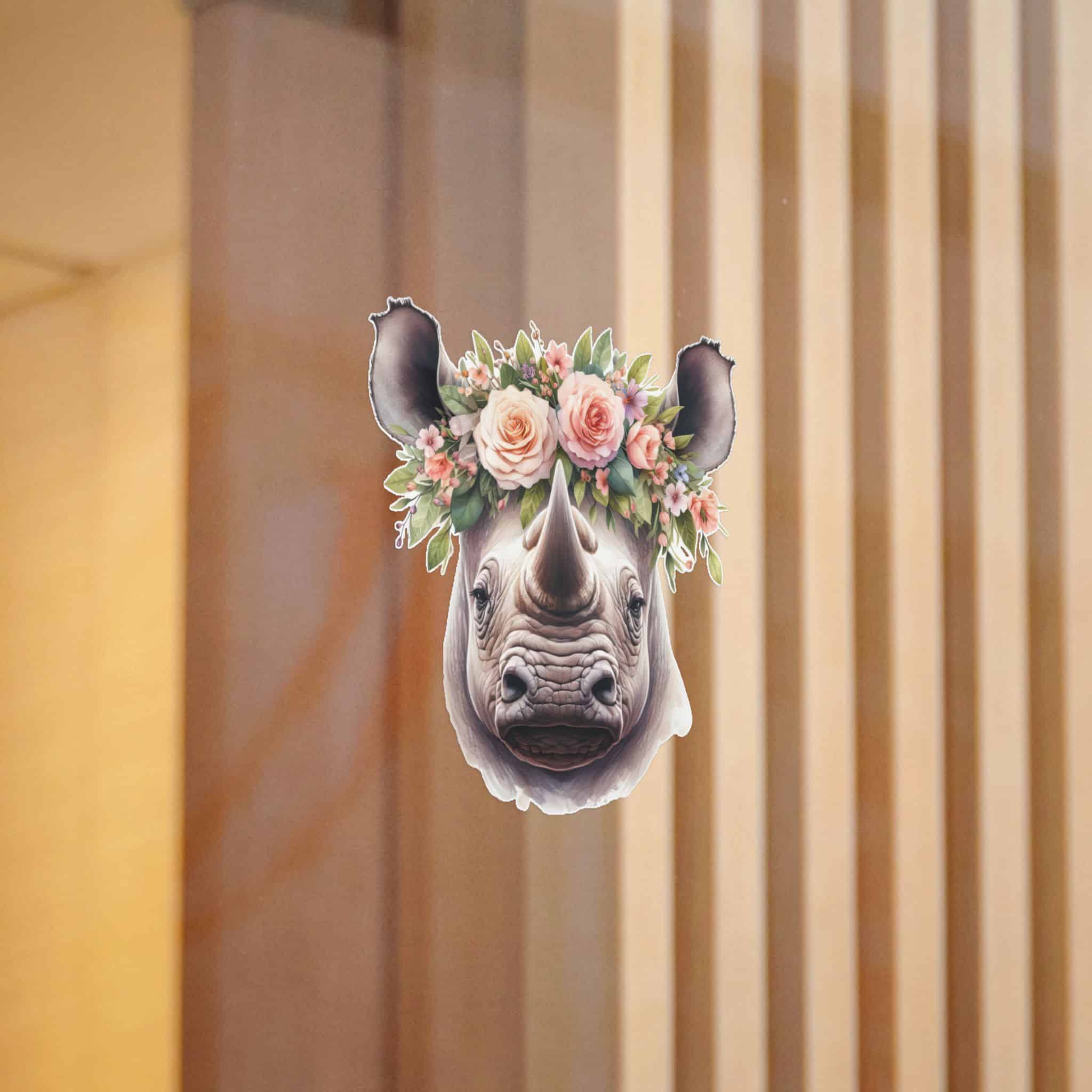 Floral Crown Rhino Die Cut Stickers Dtf - Image 6