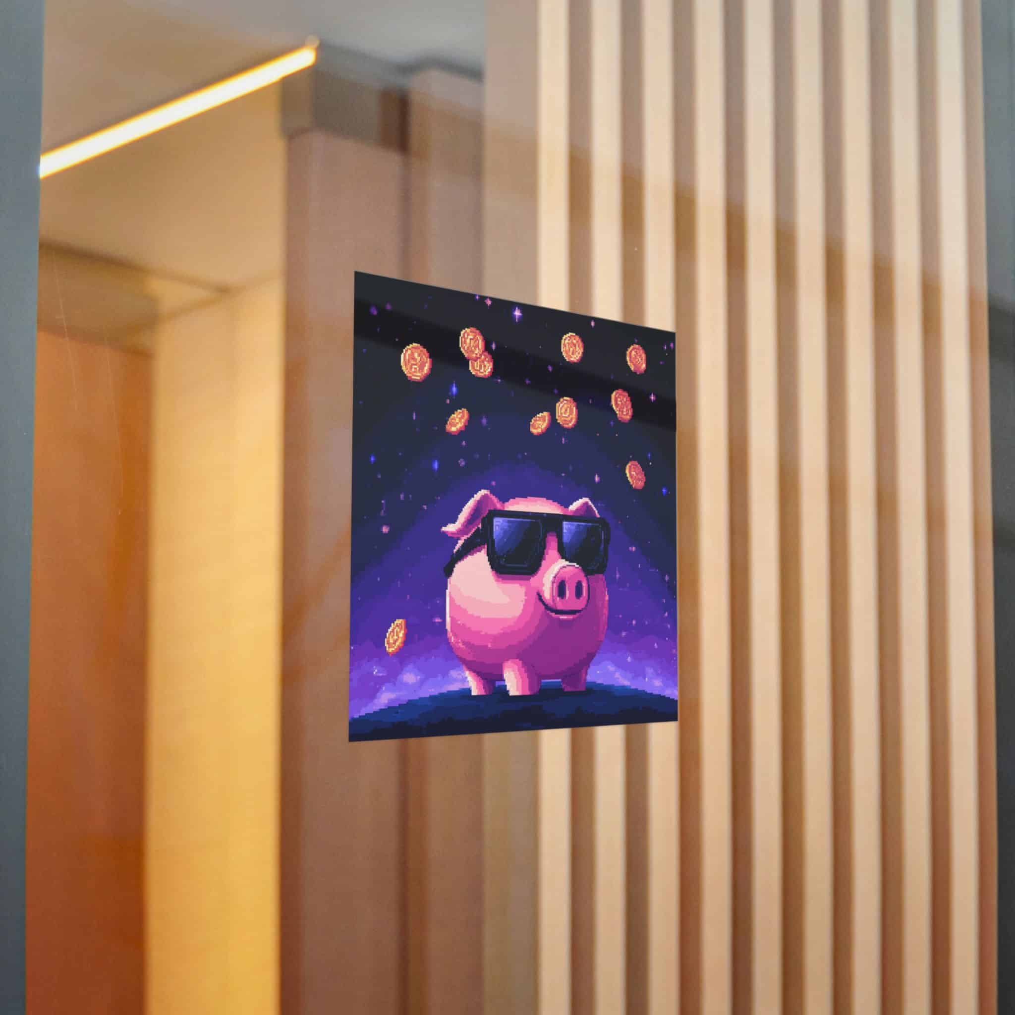Retro Pixel Piggy Bank Cosmic Coin Shower (4) Die Cut Stickers Dtf - Image 16