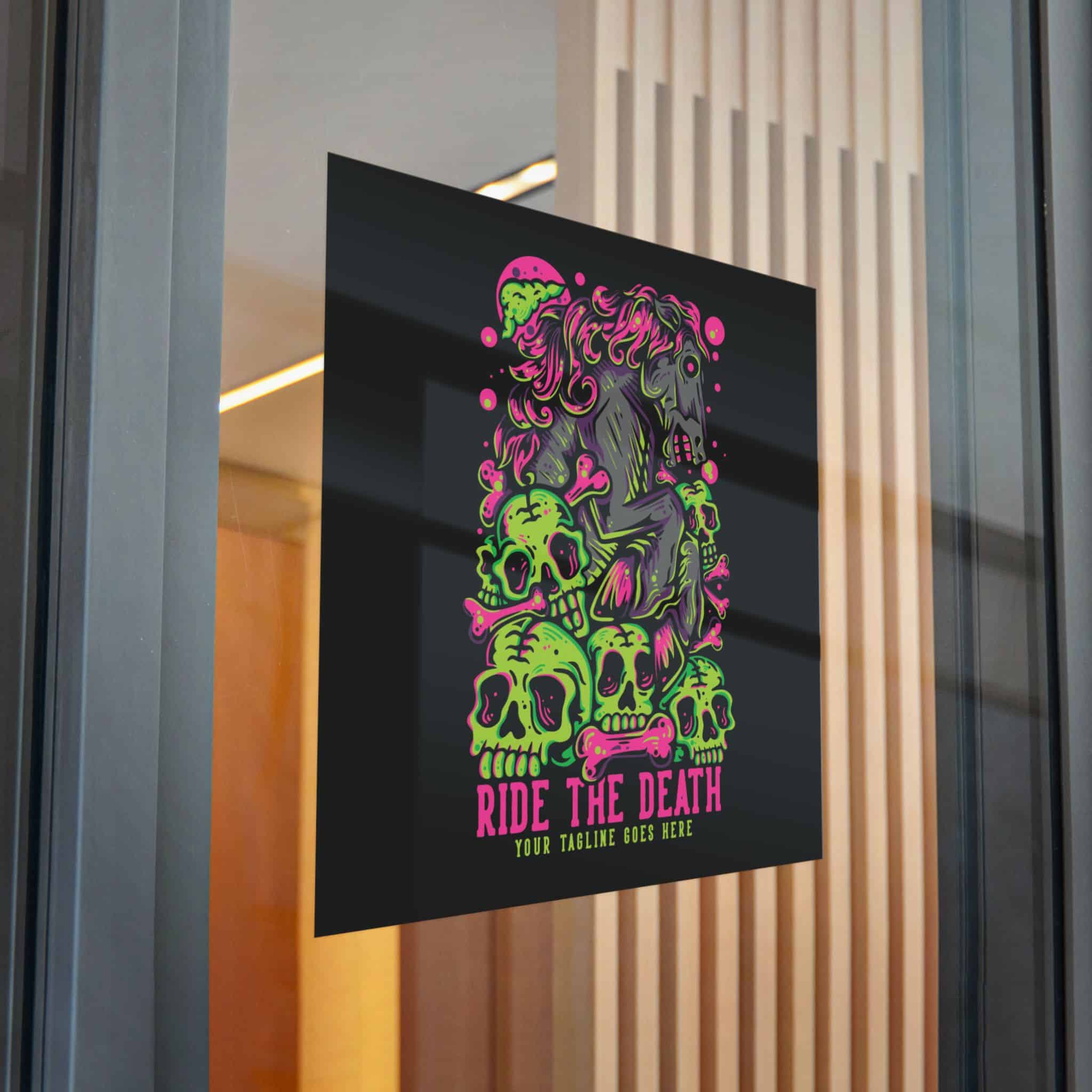 T Shirt Design Ride Death With Muscular Horse Skulls With Black Background Vintage Die Cut Stickers Dtf - Image 32