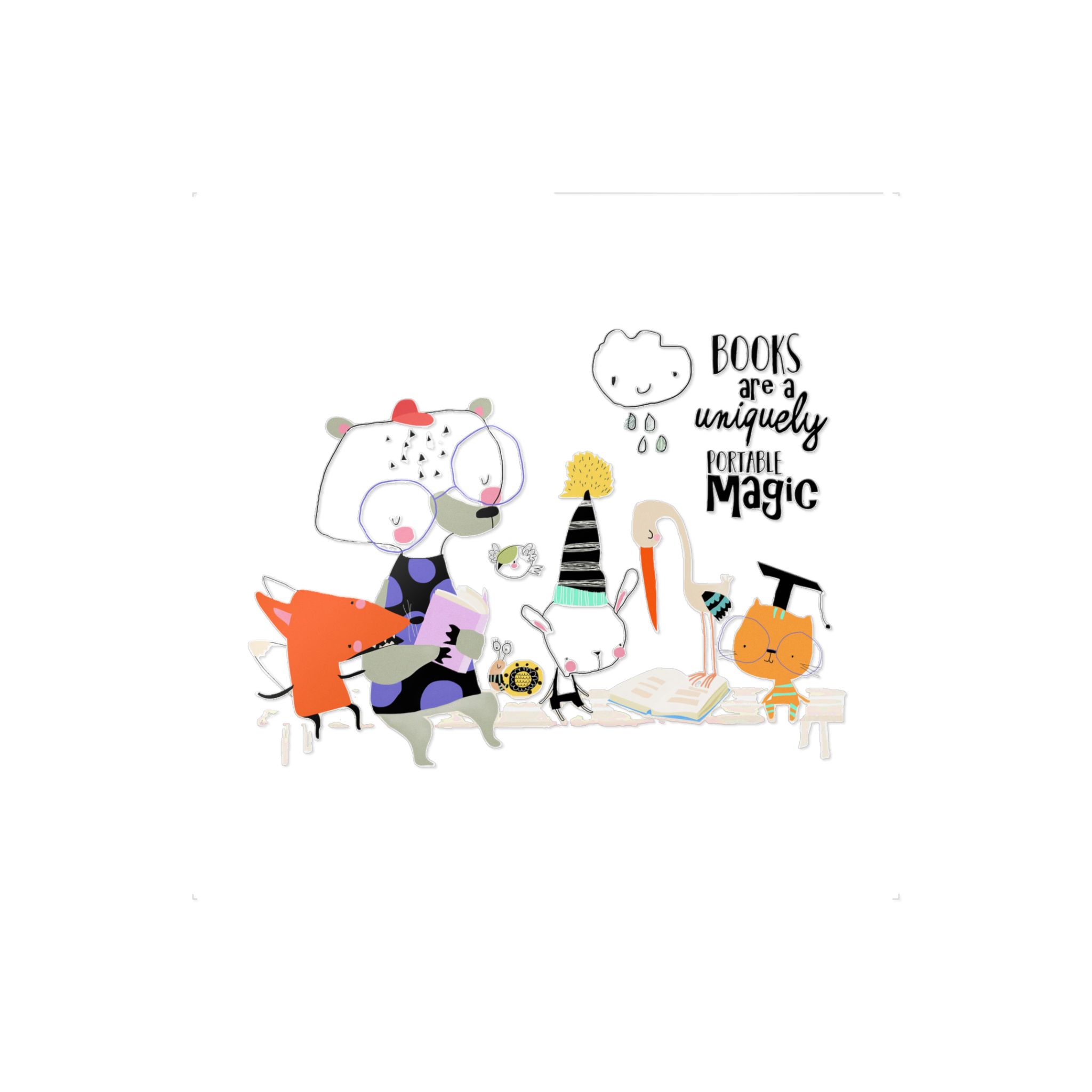 Cute Cartoon Animals Sitting Bench Reading Books Die Cut Stickers Dtf - Image 11
