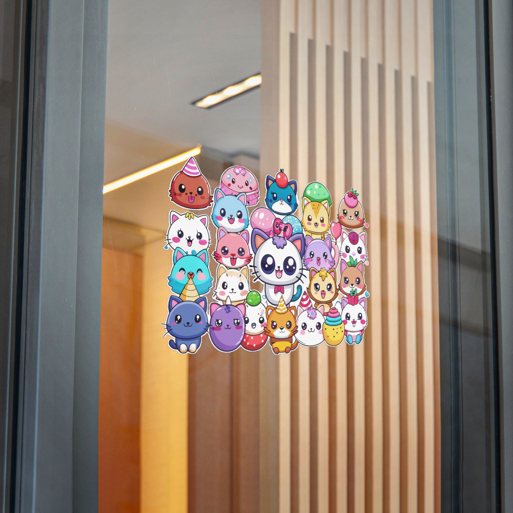 Cute Cartoon Animals With Big Eyes and Smiling Faces Surrounded By Hearts Stars and Balloons Die Cut Stickers Dtf - Image 30