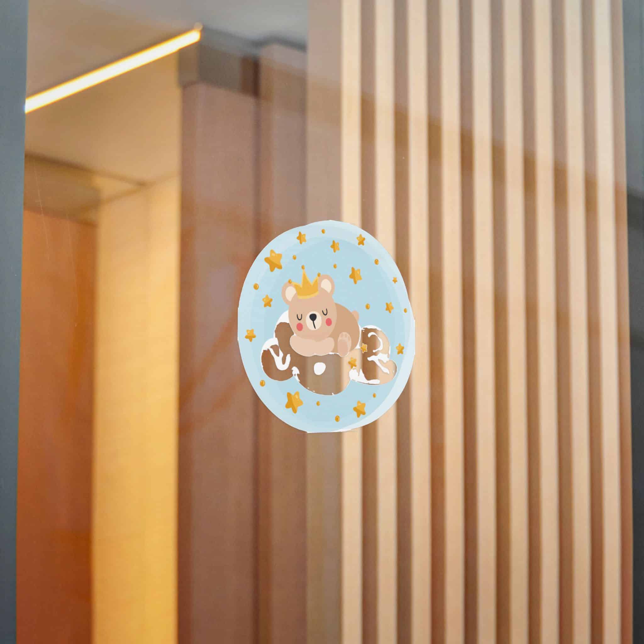 Round Illustration Sweet Dreams With Teddy Bear Prince Sleeping On Cloud Die Cut Stickers Dtf - Image 14