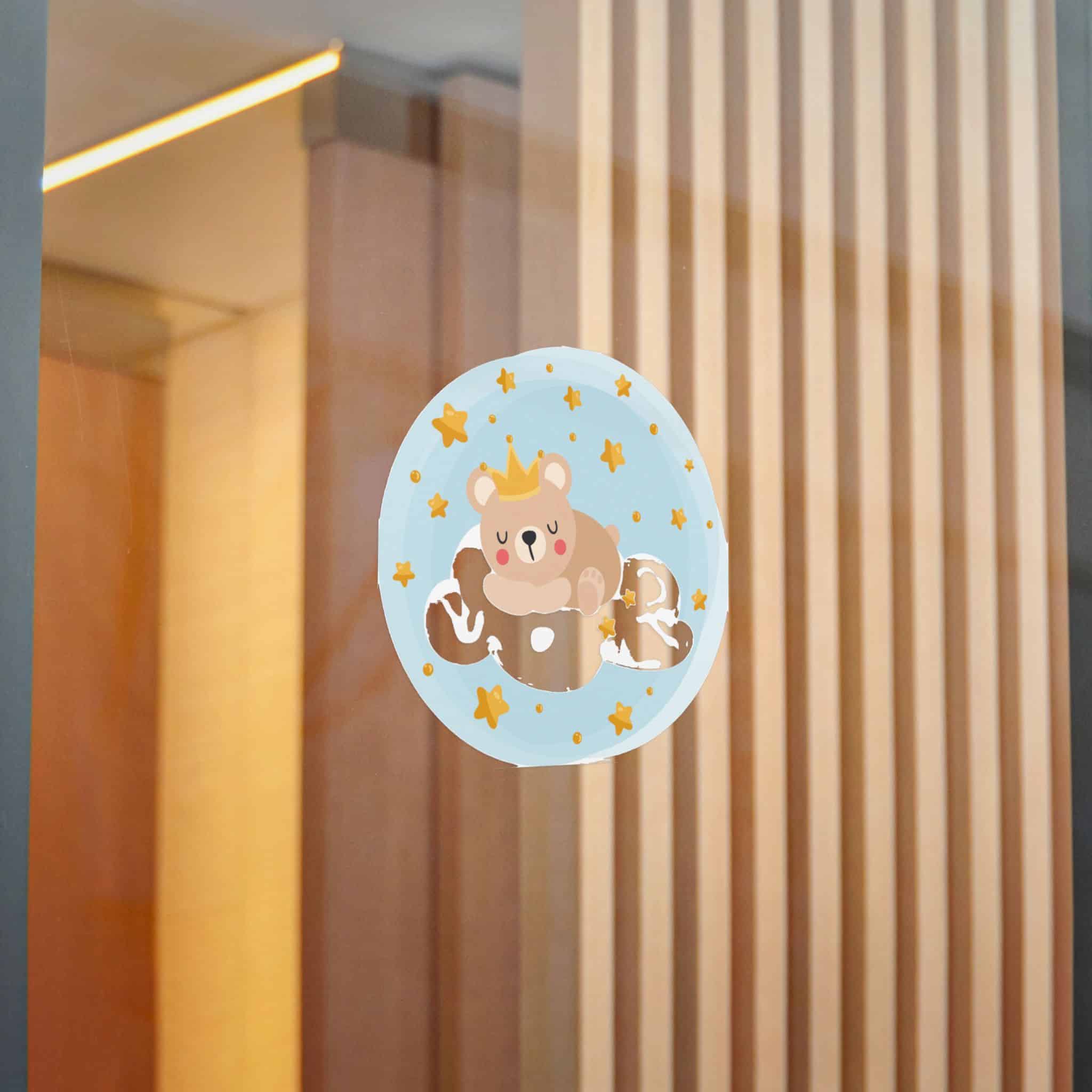 Round Illustration Sweet Dreams With Teddy Bear Prince Sleeping On Cloud Die Cut Stickers Dtf - Image 16
