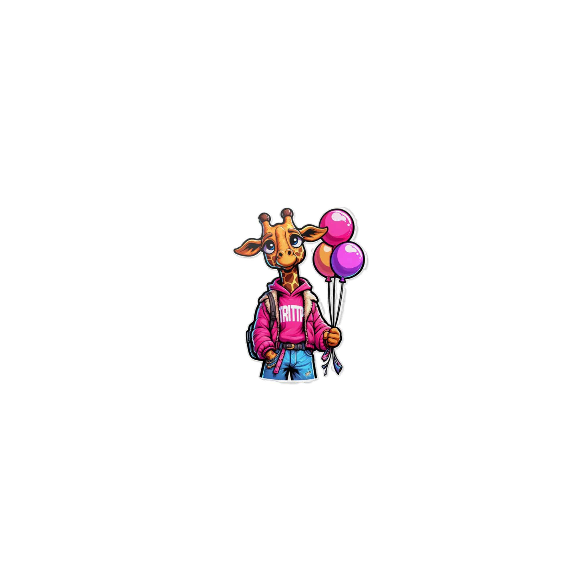 Vector Cartoon Giraffe Pink Jacket With Pink Balloons Tshirt Art Die Cut Stickers Dtf - Image 17